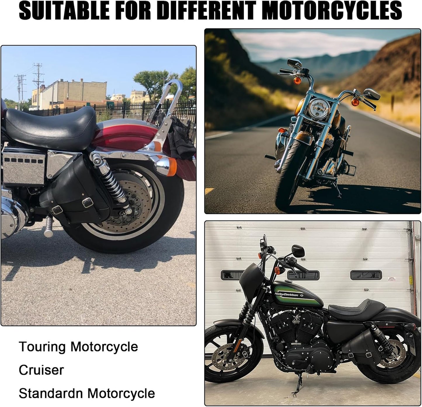 Gargoyle Bells Leather Solo Swing Arm Bag - Motorcycle Saddle Bags For Softails and Choppers - Right Side Bag (Black PVC)