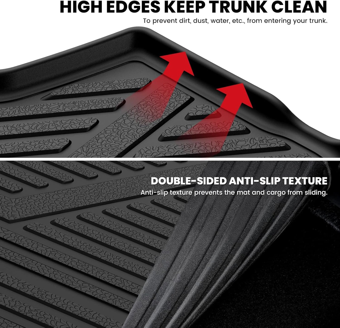 LASFIT Cargo Mat for Volkswagen Tiguan 2018-2024（Fit 5 Seats Not Fit 7 Seats）, Custom Fit All-Weather TPE Rubber Trunk Mat for VW Accessories, Waterproof, Easy to Clean, Black