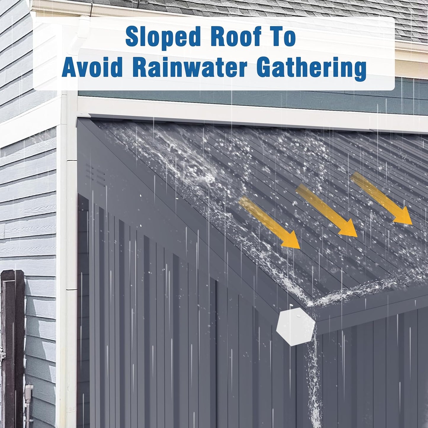 BlueWish 4'x10' Storage Shed, Outdoor Storage Shed with Vents, Galvanized Sloping Roof, Metal Tool Shed Small Shed for Tool Storage, Garbage,Pet House