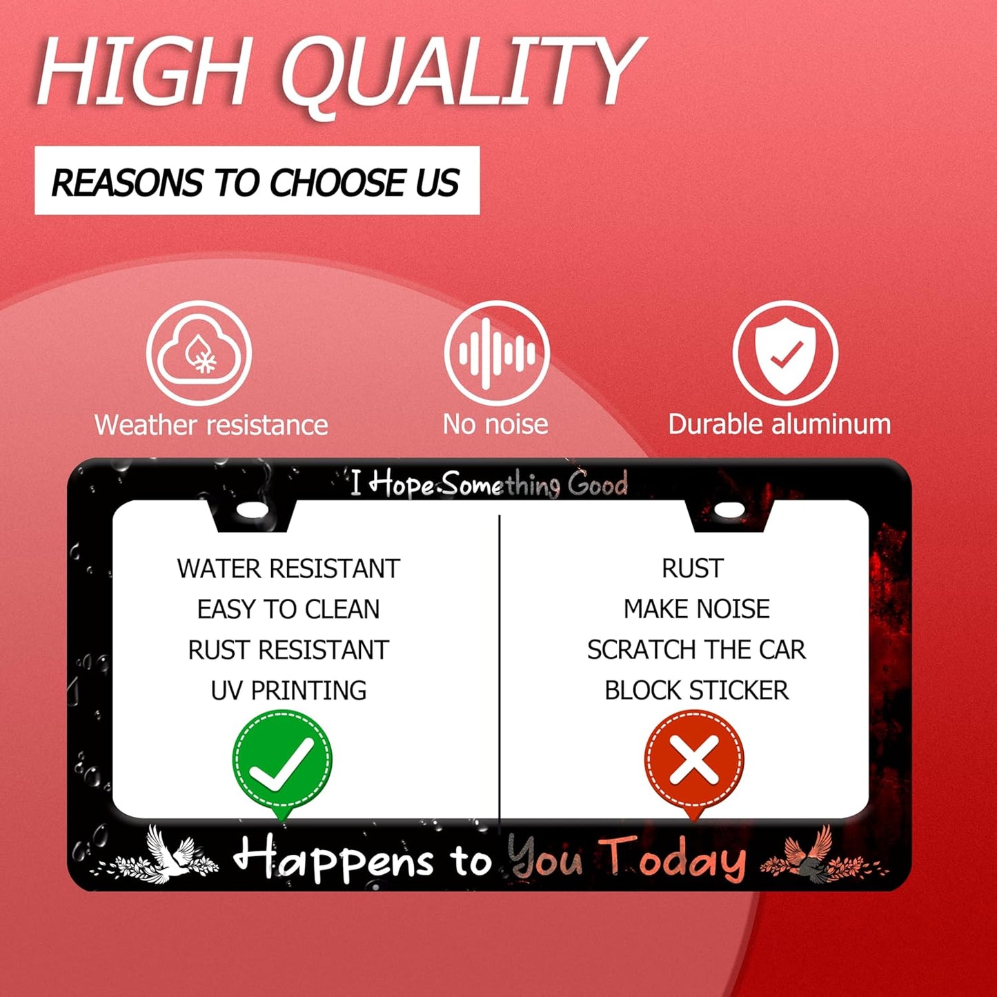 I Hope Something Good Happens to You Today License Plate Frame Lucky License Plate Holder Funny Stainless Steel Accessories Cars Decor with 2 Holes and Screws Fits Standard Us Ca Vehicles 12.2 X 6 in