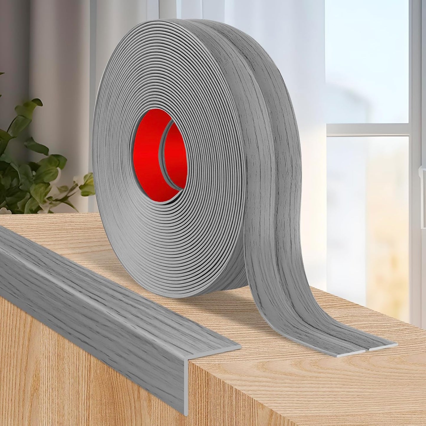 Flexible Wall Corner Protector Moulding Trim Peel and Stick Wall Corner Guards Edge Protector Self Adhesive Molding Trim Strip for Edge Ceiling (Light Gray Wood Grain, 2.4 in x 40 Ft)