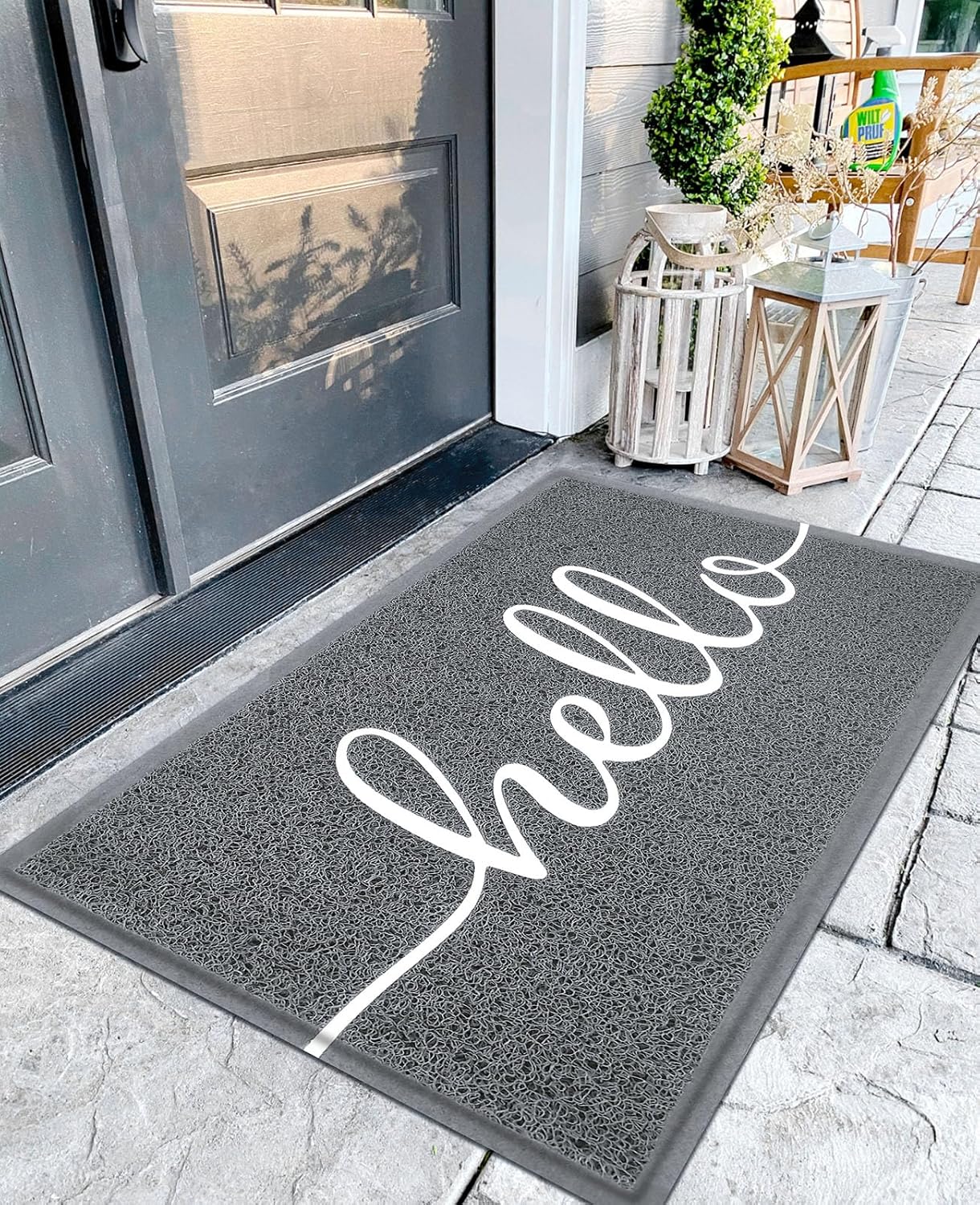 EARTHALL Funny Hello Mats Outdoor/Indoor, Front Door Mat Outside Entrance, Inside Outside Mats for Home Entrance, Funny Doormat Outdoor/Indoor Entrance, Front Porch Decor for Farmhouse 48"x32"