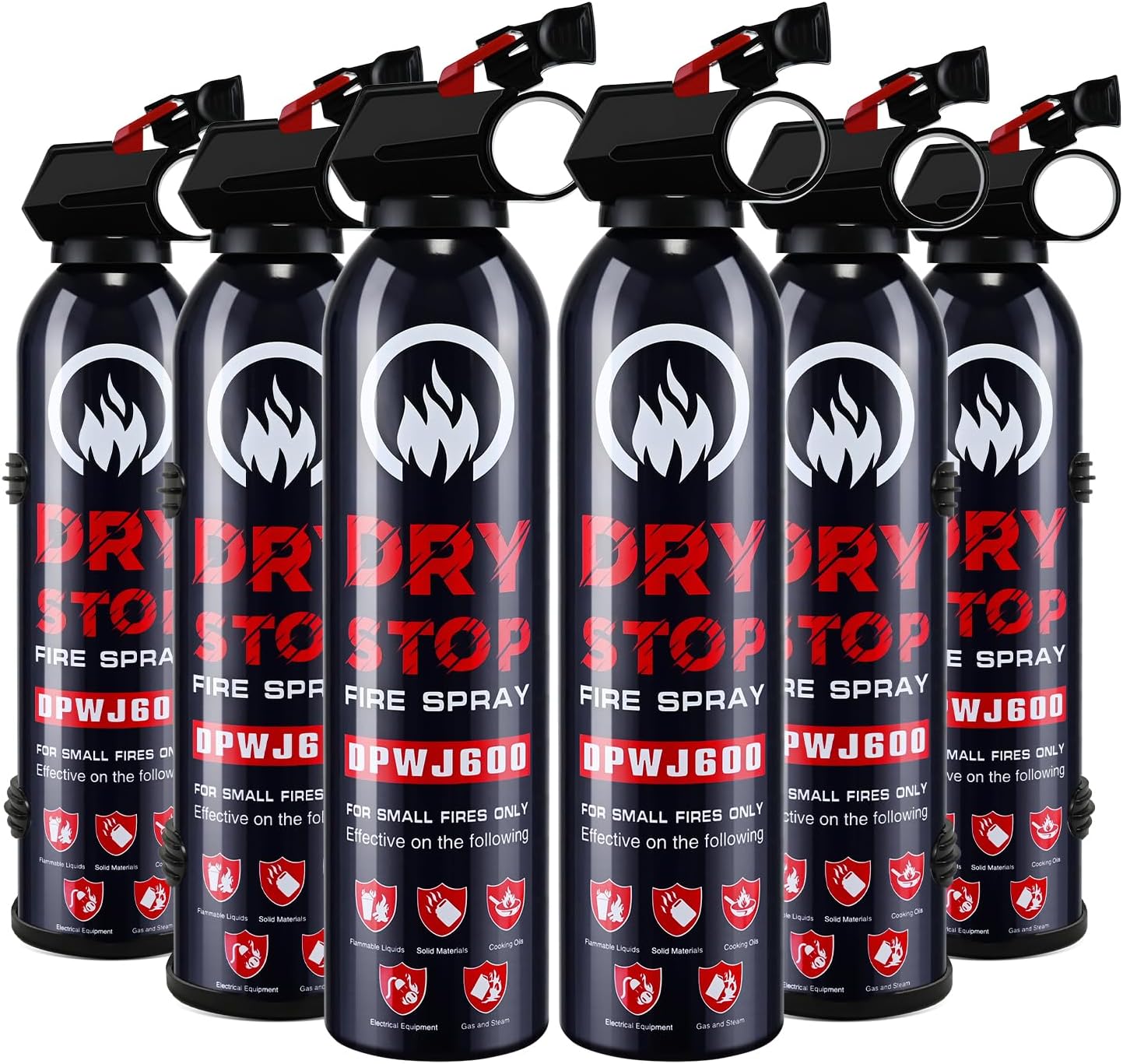 6 Pack Dry Powder Fire Extinguisher - Portable Dry Chemical Fire Extinguisher for Home, Car, Garage, Kitchen - Works on Electrical, Grease and More