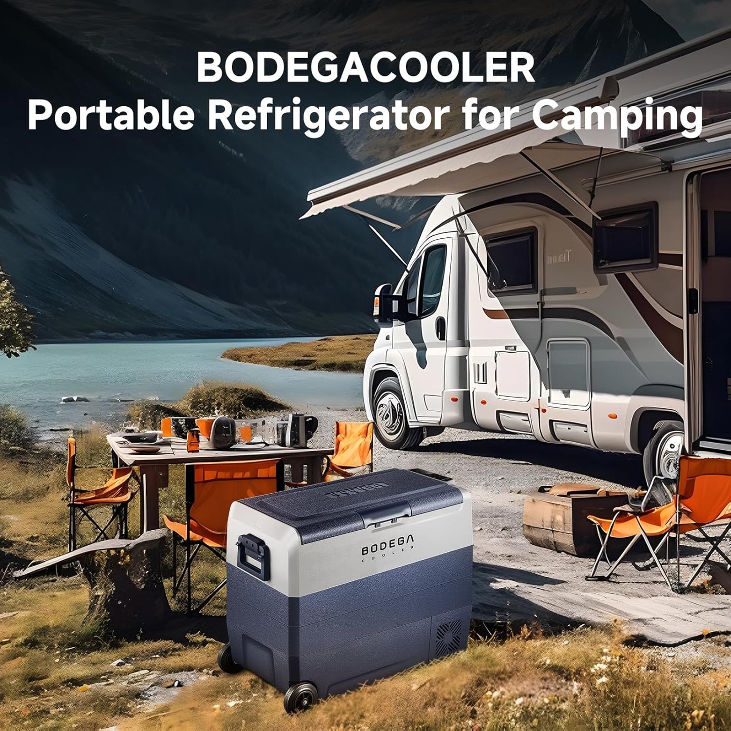 BODEGACOOLER 12 Volt Portable Refrigerator,64 Quart Car Fridge Dual Zone -4℉-68℉,60L Car Freezer APP Control,Electric Compressor Cooler 12/24V DC and 100-240V AC for RV,Camping,Travel,Truck,Vehicles