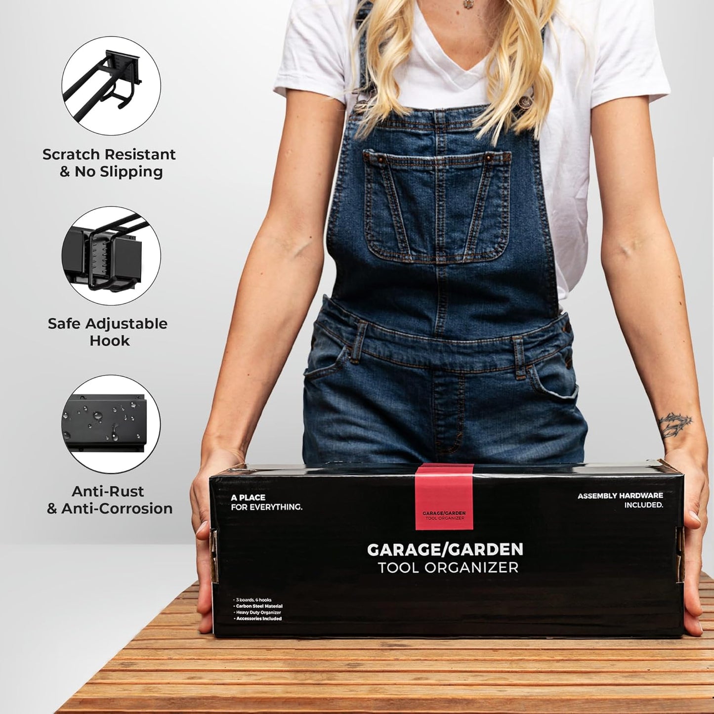 Garage Tool Organizer Wall Mount | 64-Inch Garage Wall Organizer & Folding Chair Rack | Heavy-Duty Tool Hanger System | 12-Piece Kit with 4 Steel Rails & 8 Adjustable Hooks | 400 lbs Capacity