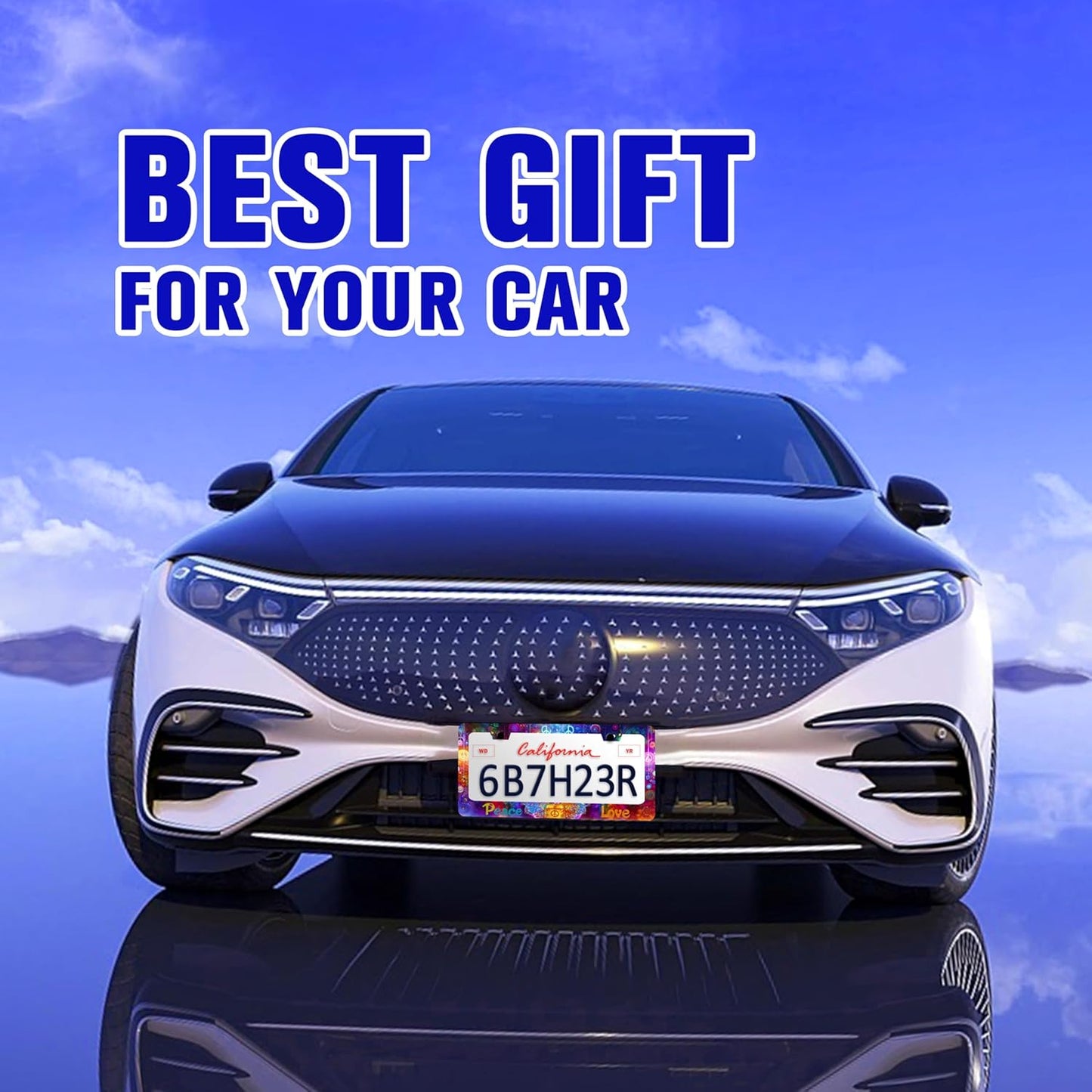 Peace and Love License Plate Frame Peace Symbol License Plate Holders Funny Stainless Steel Auto Accessory Bracket 2 Hole with Screws Universal Us Car License Plate Frames 6x12 Inch for Women Men