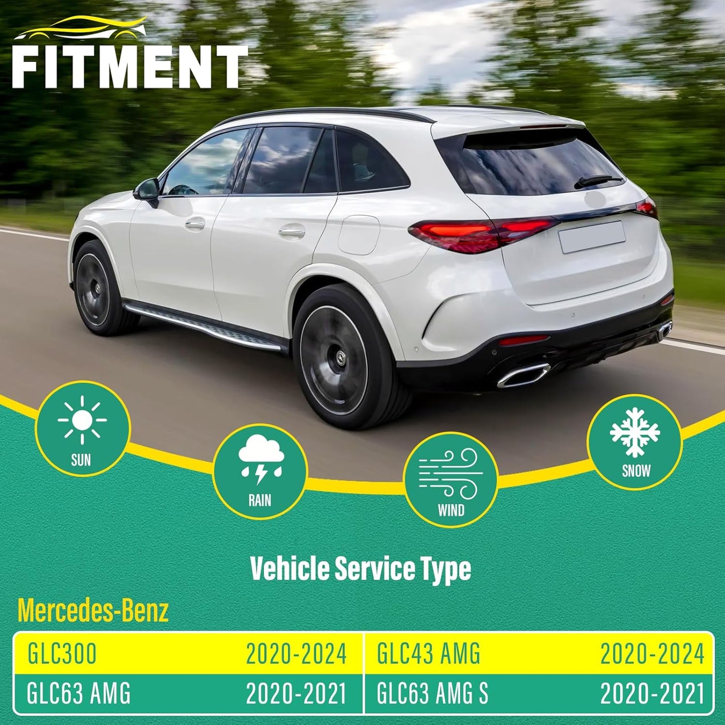 22" 22" 12" Windshield Wiper Blades Replacement for Mercedes-Benz GLC300 GLC43 GLC63 AMG 2020 2021 2022 2023 2024 GLC 300 43 63 AMG S Premium All Weather Front Rear Wipers Set-OEM Quality (Pack of 3)