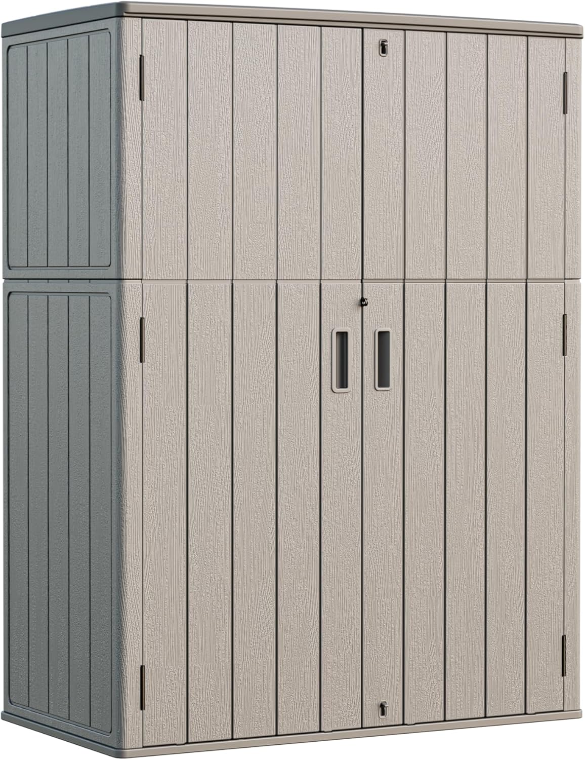 HOMSPARK Outdoor Storage Shed Weather Resistance, Patio Storage Cabinet Lockable Resin Tool Shed for Storage of Bike, Trash Cans, Garden Tools (Shallow Coffee, 66 Cu.ft)