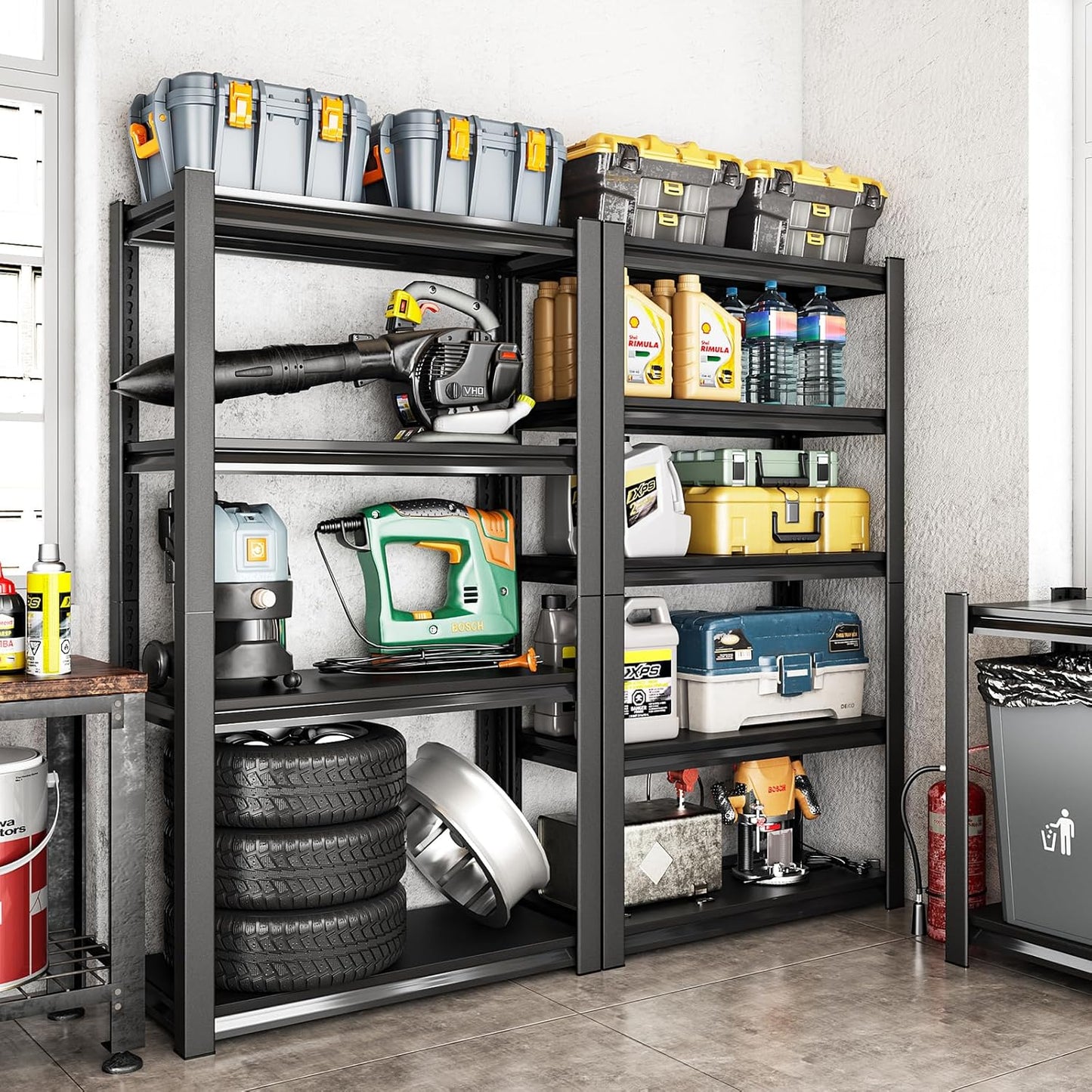 40in Wide Garage Shelving Heavy Duty，2500lbs Large Loads Adjustable Garage Storage Shelves,All Metal Storage Racks and Utility Rack Shelves, 40”W x 18”D x 72”H (Black)