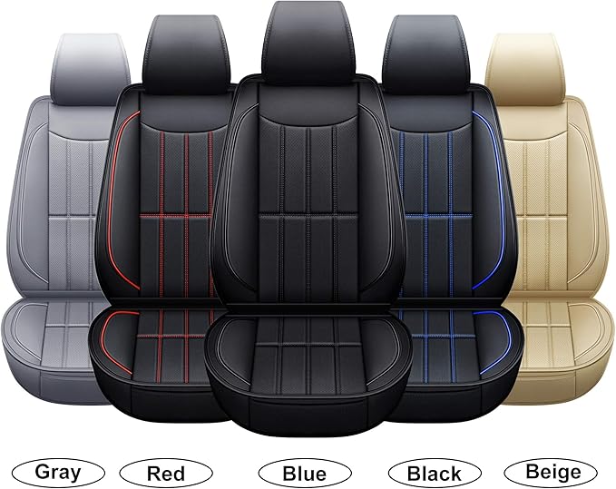 AOOG Leather Car Seat Covers for Cars SUV Pick-up Truck, Universal Front Pair