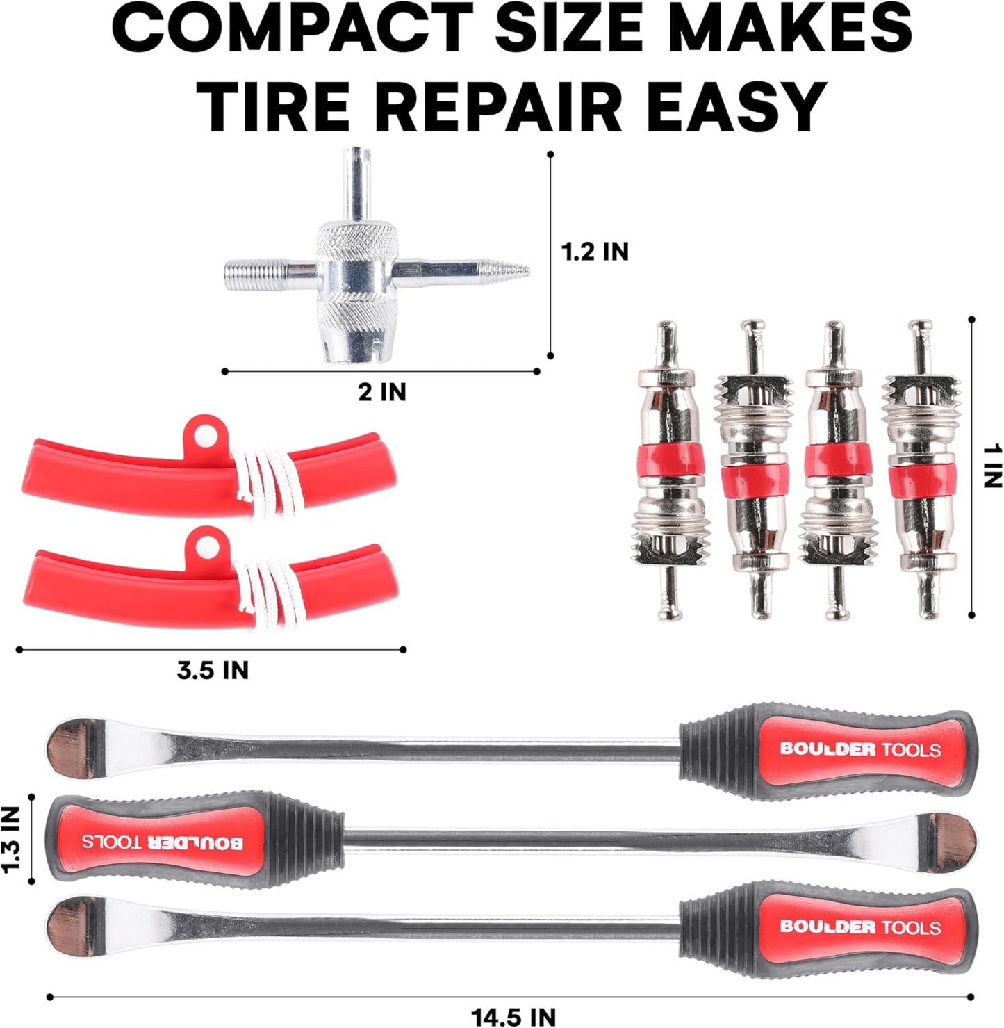 Boulder Tools Tire Spoons - Tire Changing Tool - Motorcycle Tire Spoons - Durable, Easy-to-Use for Safe & Quick Tire Repair - Dirtbike Tire Spoons - Comprehensive Tool Kit