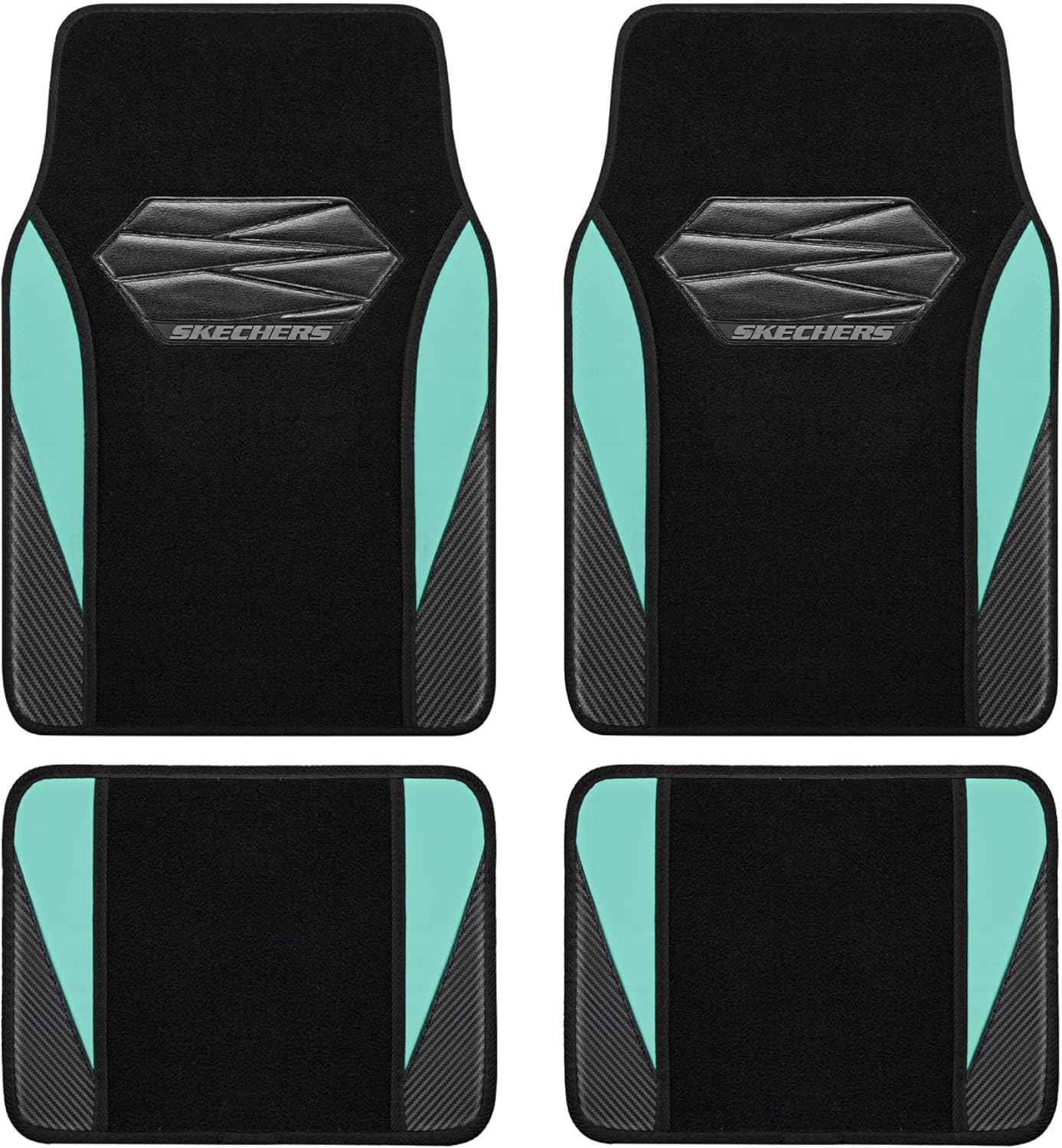 Skechers Car Floor Mats,Waterproof Universal Fit Car Mats,Faux Leather Car Floor Mats,Carbon Floor Mats for Cars with Anti-Slip Skechers Heel Pad Fit for SUV,Vans,Sedans,Trucks,Green