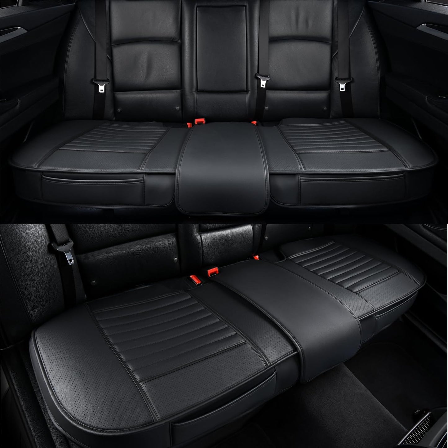 Back Seat Covers, Rear Seat Cushions, Auto Bench Protector with Breathable PU Leather and Non-Slip Bottom Universal for 4 Season (Black, 61" x 20. 5")
