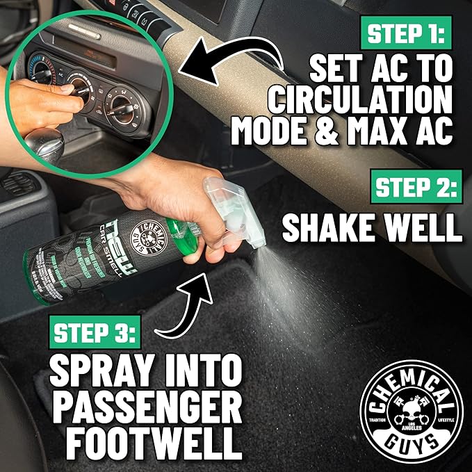 Chemical Guys New Car Smell Air Freshener and Premium Odor Eliminator Refreshes & Neutralizes Odors, Great Car Fresheners for Trucks, SUVs, RVs, and More - 16 oz