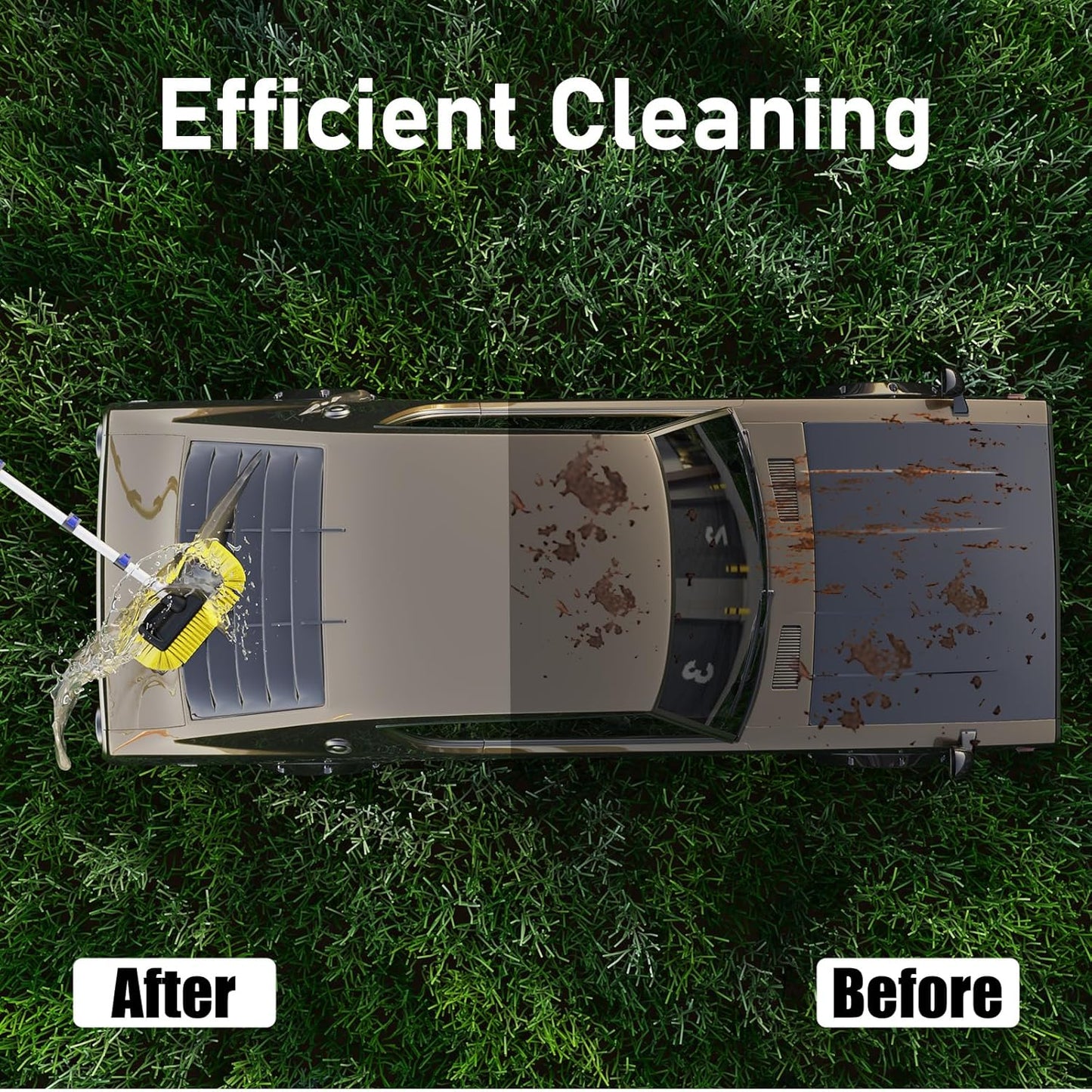 12FT Car Wash Brush with Long Handle, Car Cleaning Brush with Soft Bristle, Aluminium Telescoping Pole for Solar Panel, House Siding, Cars, Trucks, SUV, RV, Floors, Blue