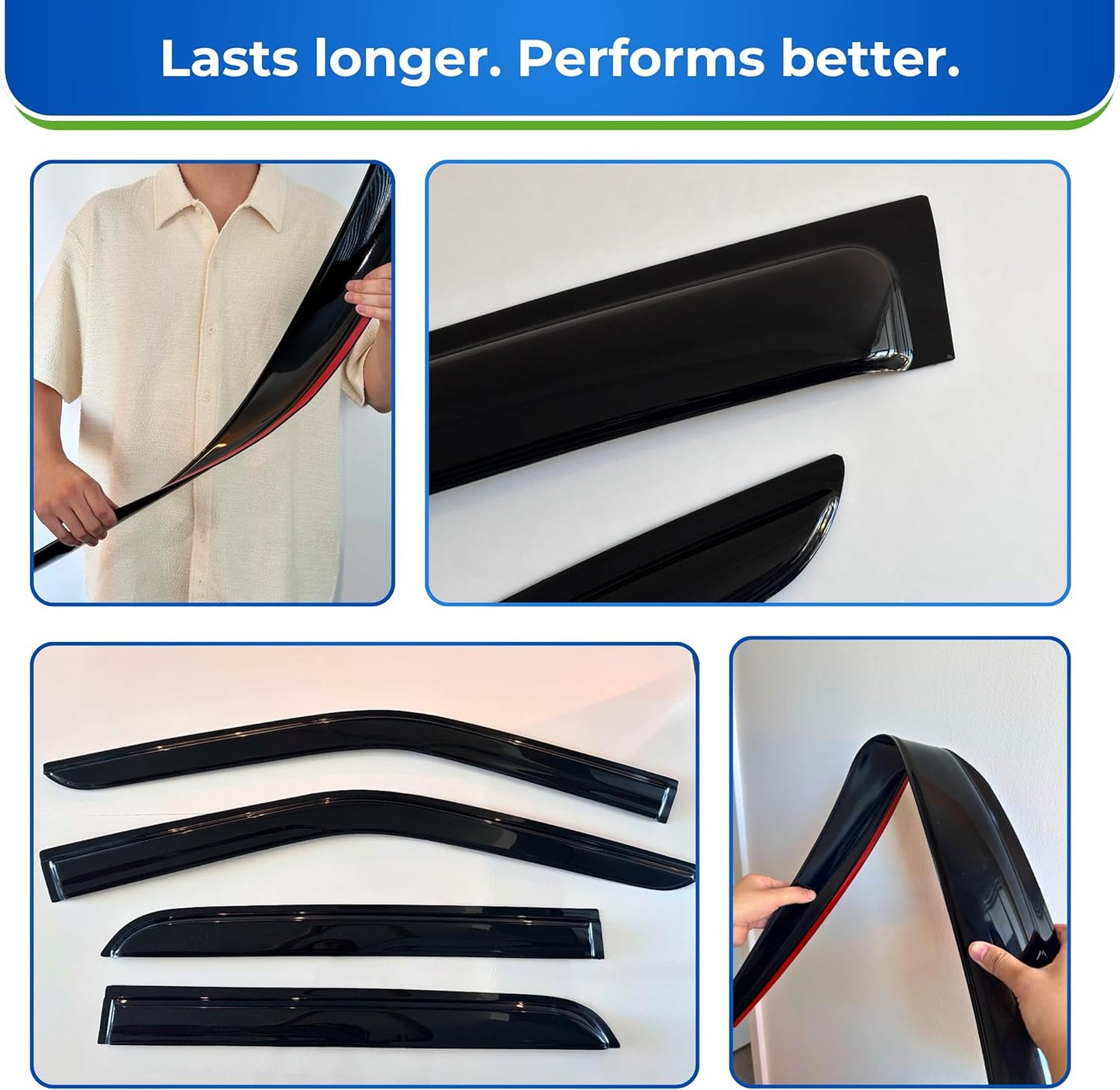 KPY Window Visor Compatible with Mazda 6 2014-2021, 4PC Rain Guard Side Window Vent Deflectors Tape-On Mugen Style, 2014 2015 2016 2017 2018 2019 2020 2021