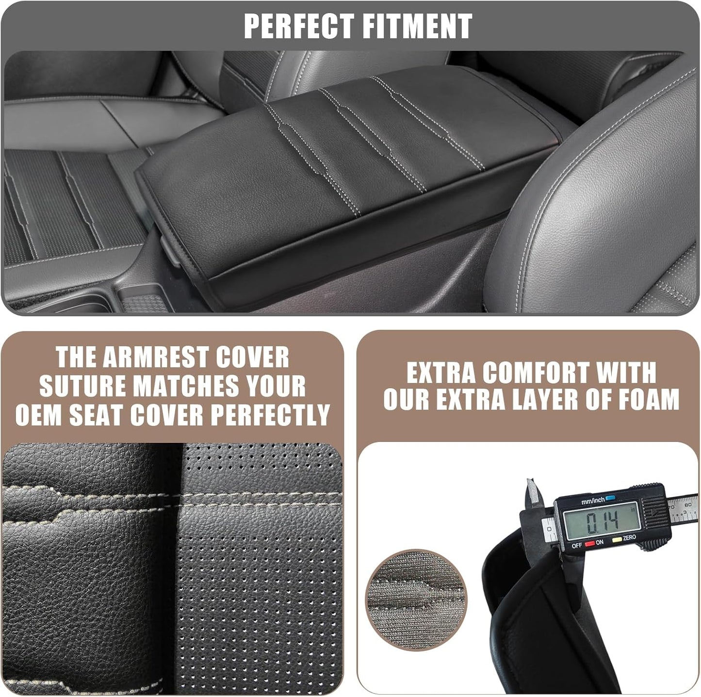 Muslogy Center Console Cover Compatible with 23 24 2025 2026 Honda CR-V Accessories CRV Hybrid LX EX EX-L Sport Touring Armrest Cover Lid Cushion Protector Vegan Leather Extra Soft(Black/White Trim)