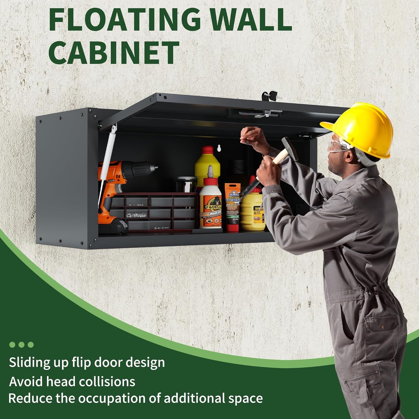 Garage Wall Cabinet,Metal Wall Cabinet with Doors and Adjustable Shelves,Steel Utility Wall Mounted Tool Cabinets for Home,Office,Kitchen,Warehouse