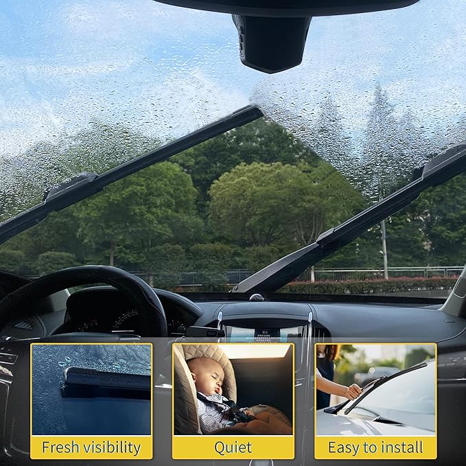 26''+19'' Front Windshield Wiper Blades Compatible with 2008-2017 Honda Accord/2010-2015 Toyota Prius OEM QUALITY Premium All-Season Automotive Replacement Wipers (Pack of 2)