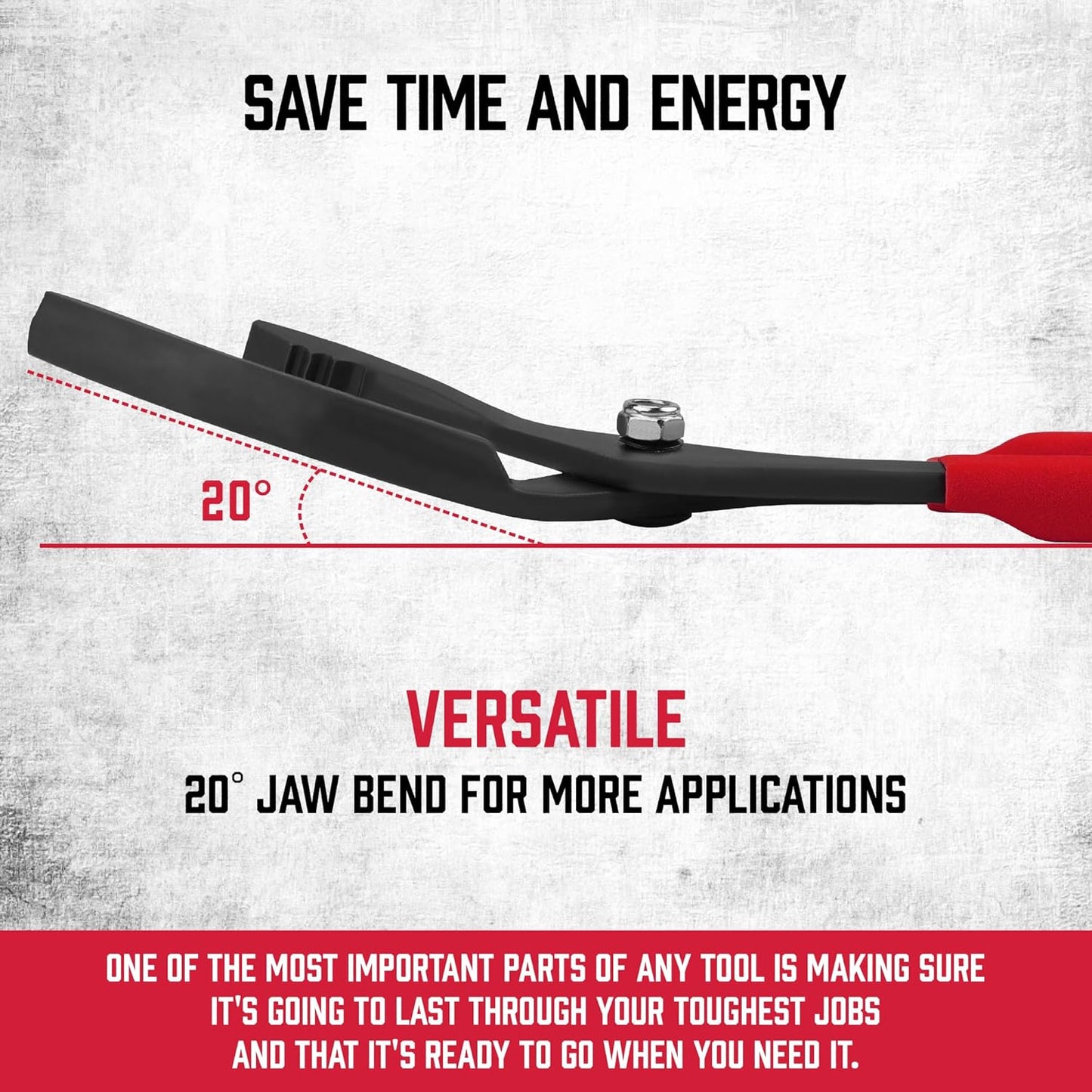 HORUSDY 12" Adjustable Oil Filter Pliers, Adjustable Oil Filter Wrench Removal Tool (Red)