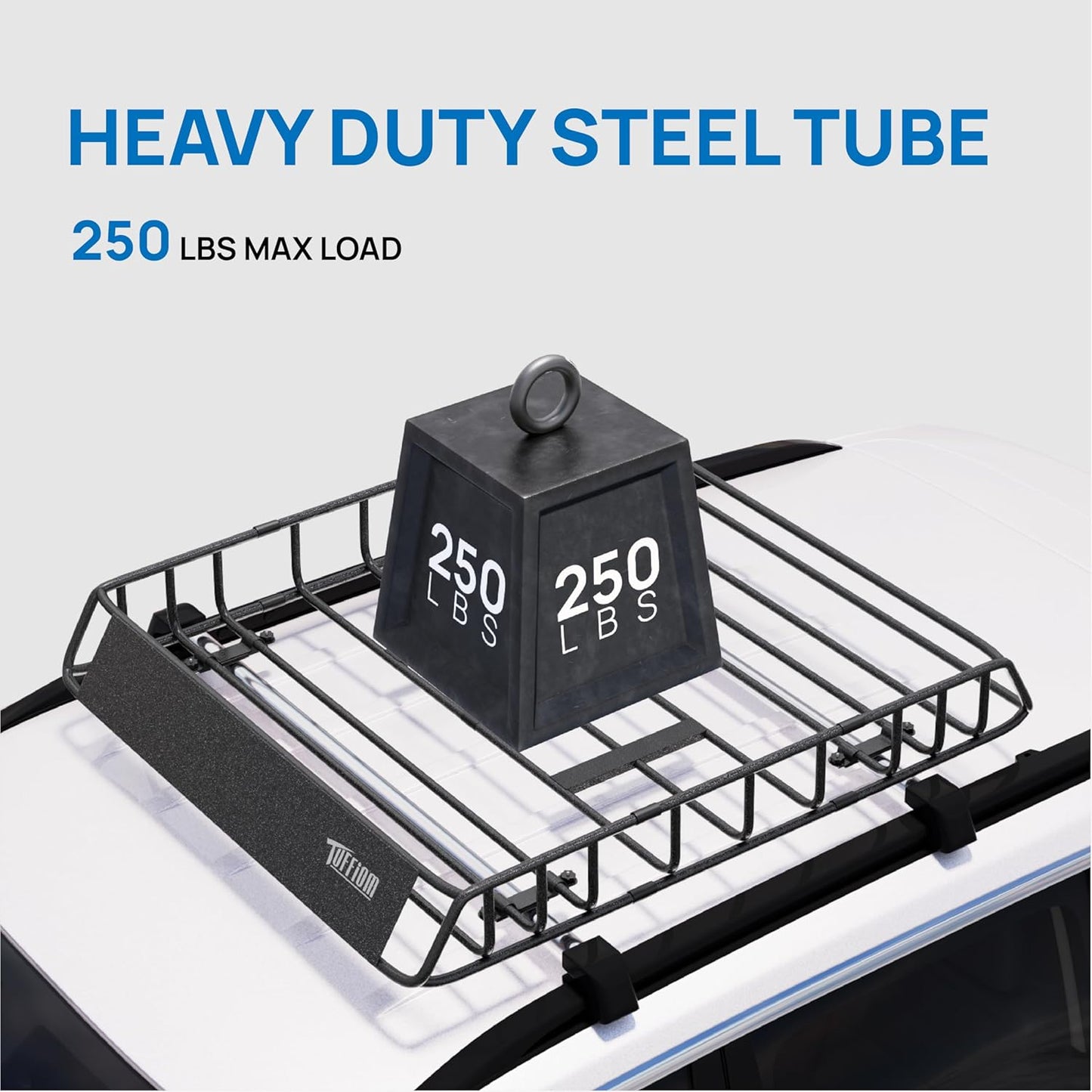 Bonnlo 250lbs Rooftop Cargo Carrier,46×36×6inch Universal Roof Rack Basket with 4×Straps,Car Top Rack Luggage Holder for SUV/Truck/Van