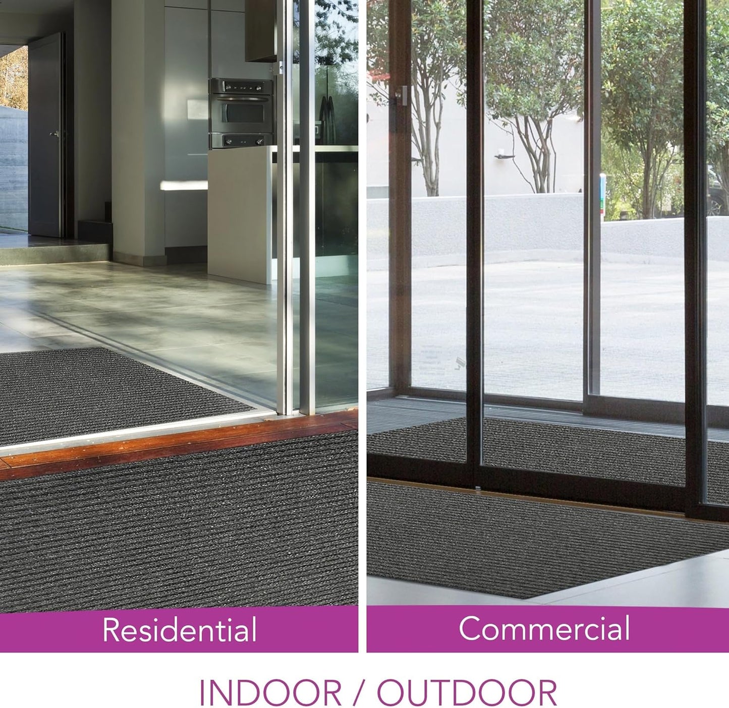 iCustomRug Spartan Weather Warrior Duty Indoor/Outdoor Utility Ribbed in 3ft,4ft,6ft Widths 70 Custom Sizes with Natural Non-Slip Rubber Backing 4'X10' in Charcoal