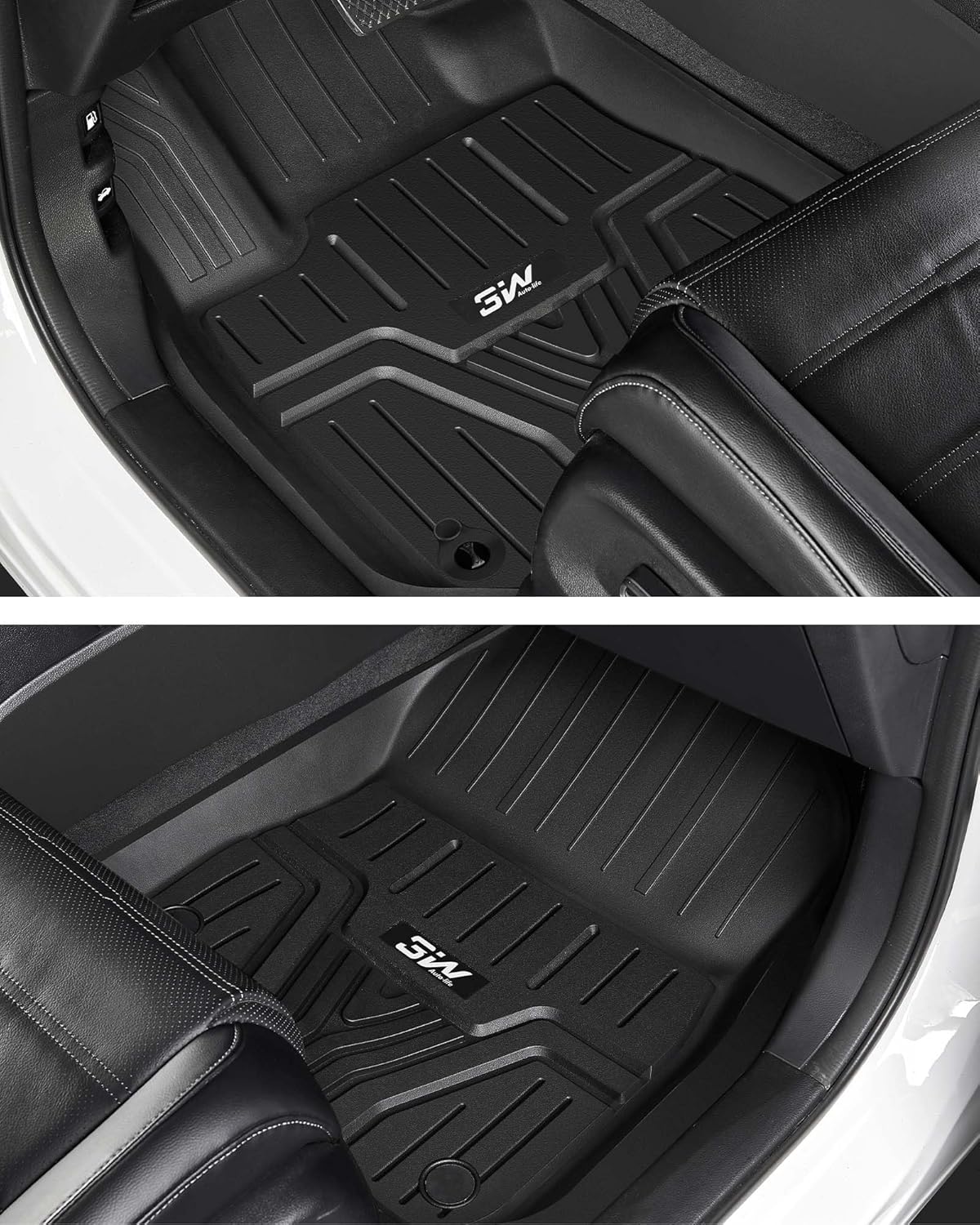 3W Floor Mats & Cargo Liner Fit for Honda CR-V 2023 2024 2025 2026 (Include Hybrid), All Weather TPE Custom Fit Honda CRV Floor Liner 1st, 2nd Row and Trunk (Upper Positon) Full Set Car Mats Black