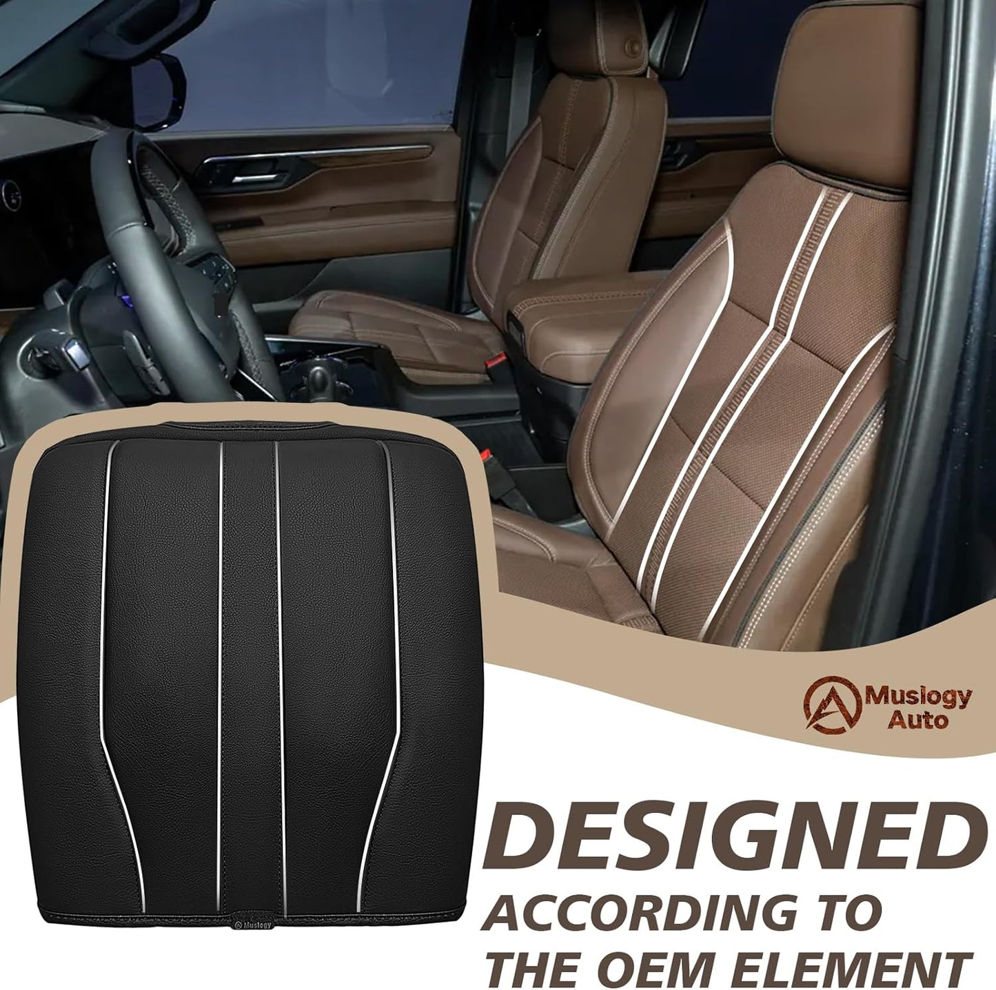 Muslogy Center Console Armrest Cover Compatible with 2025 2026 GMC Yukon/Yukon XL & Chevy Tahoe/Suburban Comfort Armrest Pad Arm Rest Cushion Vegan Leather Protector Regular Thick