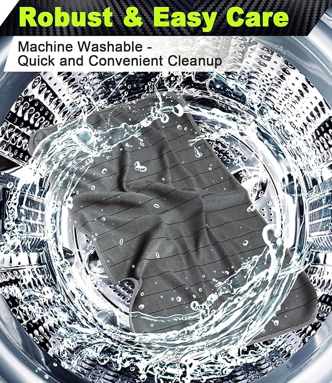 Airlab Carbon Microfiber Towels for Car Drying Window Glass Cleaner Magic Cleaning Cloth Auto Detailing Car Wipes Lint Free Rags Large Towel Interior Detailer, Pack of 4, 20" x 16", Grey