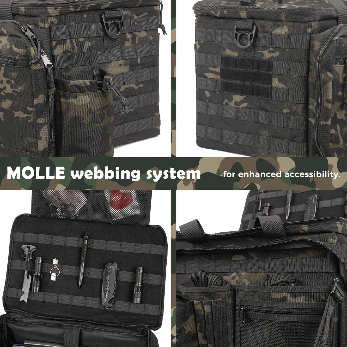 Patrol Bag Law Enforcement, Police Gear Car Front Seat Vehicle Organizer Bags with MOLLE System (Camo)