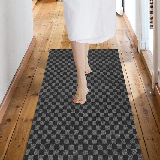 Custom Size Backed Non-Slip Area Rugs Runner, Easy Clean, Waterproof Runner Rugs for Hallway Entryway, Kitchen, Laundry, 2FT x 17FT, Gray Checkered