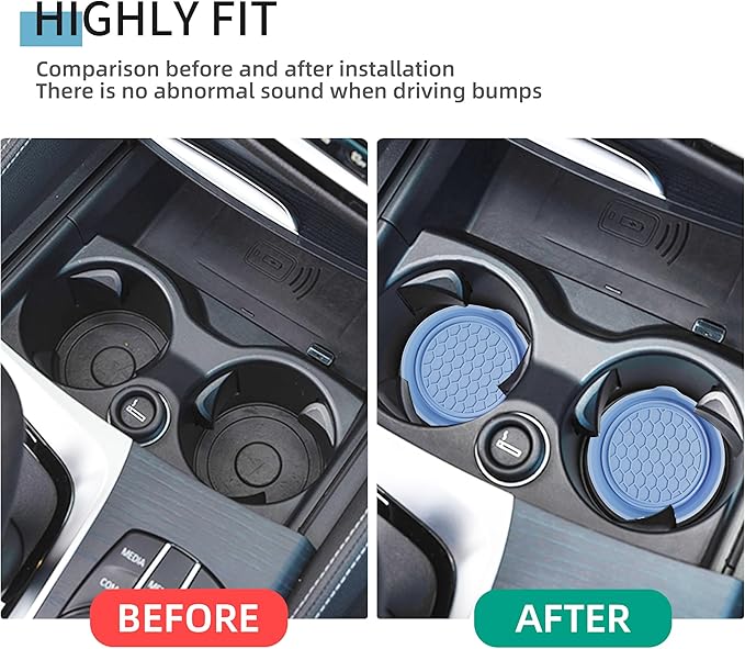 Amooca Car Cup Coaster Universal Automotive Waterproof Non-Slip Cup Holders Sift-Proof Spill Holder Car Interior Accessories 2 Pack Gray Blue