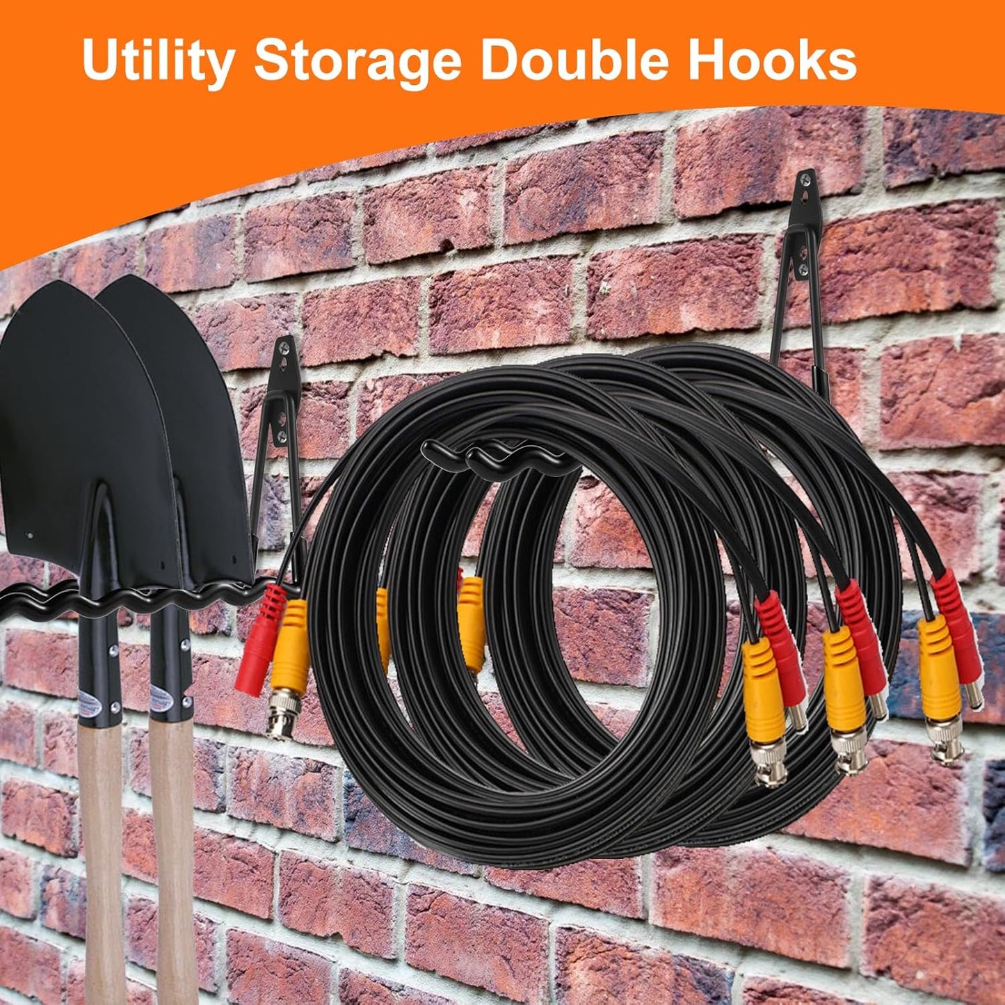 Wall Mounted Garage Hooks Tool Organizer, 14 Inch Garage Storage Hook Heavy Duty Utility Wall Hangers Black for Ladders, Hose, Garden Tools, Set of 4
