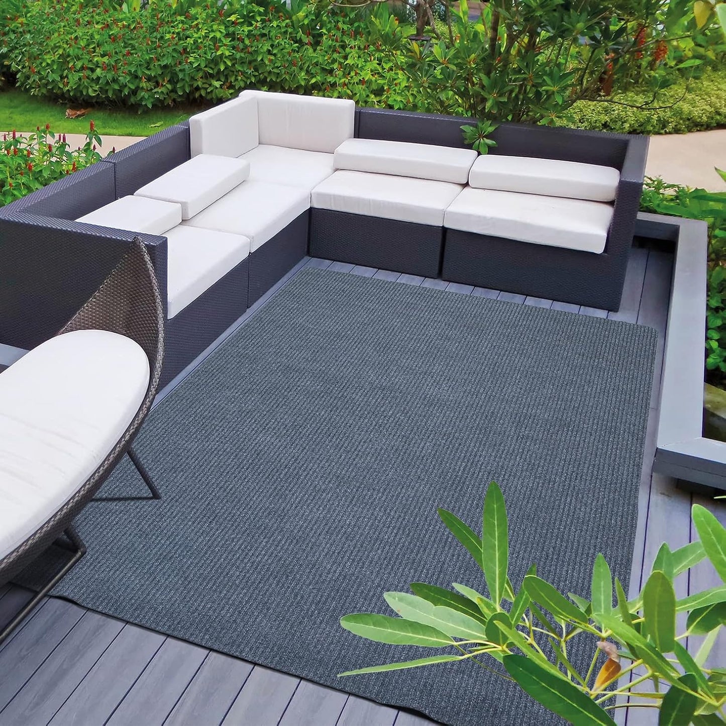 Ottomanson 5' x 6'6" Mud Mat Area Rug Scraper Carpet - Non-Slip, Dirt Trapping for Indoor & Outdoor Use - Ideal for Entryway, Garage, Kitchen, Patio & High-Traffic Areas, Gray