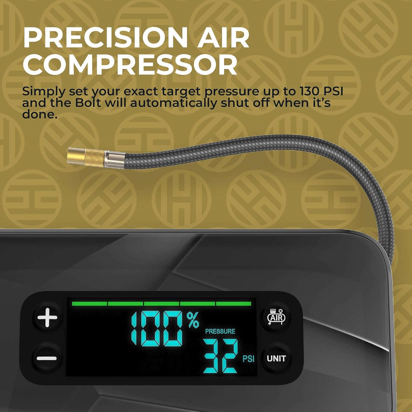 HALO Bolt Ultimate 3 Portable Car Battery Jump Starter | 130 PSI Air Compressor, 55.5Wh USB Power Bank, Large Display, Emergency Floodlight & Charger, Jumps Cars SUVs & Trucks, Inflates Tires — Purple