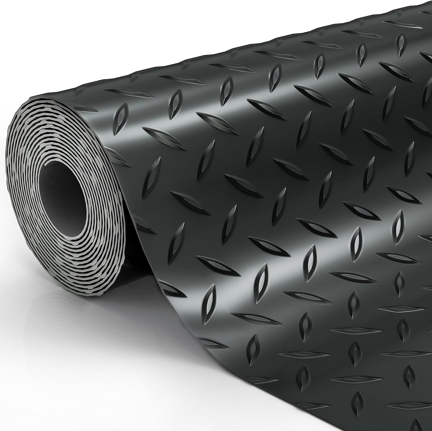8.2 x 23 FT Garage Floor Mat, 2.8mm Thickened Diamond Plate PVC Garage Flooring Roll for Car, 188.6 SQFT Heavy Duty Vinyl Garage Floor Protector for Garage, Basement, Truck. Black