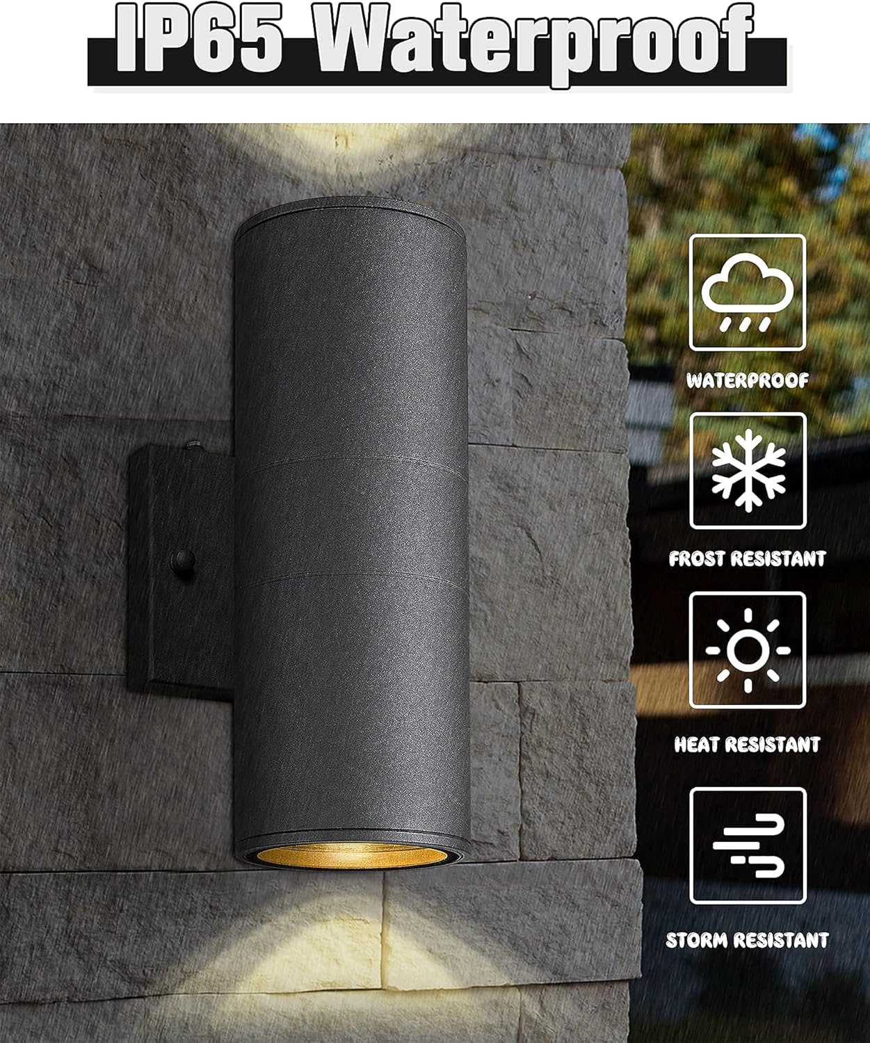 Ken & Ricky Outdoor Wall Light, Dusk to Dawn Sensor Exterior Light Fixture, Up and Down Wall Sconce with Photocell Sensor for Porch Patio Garage House Entryway-1 Pack