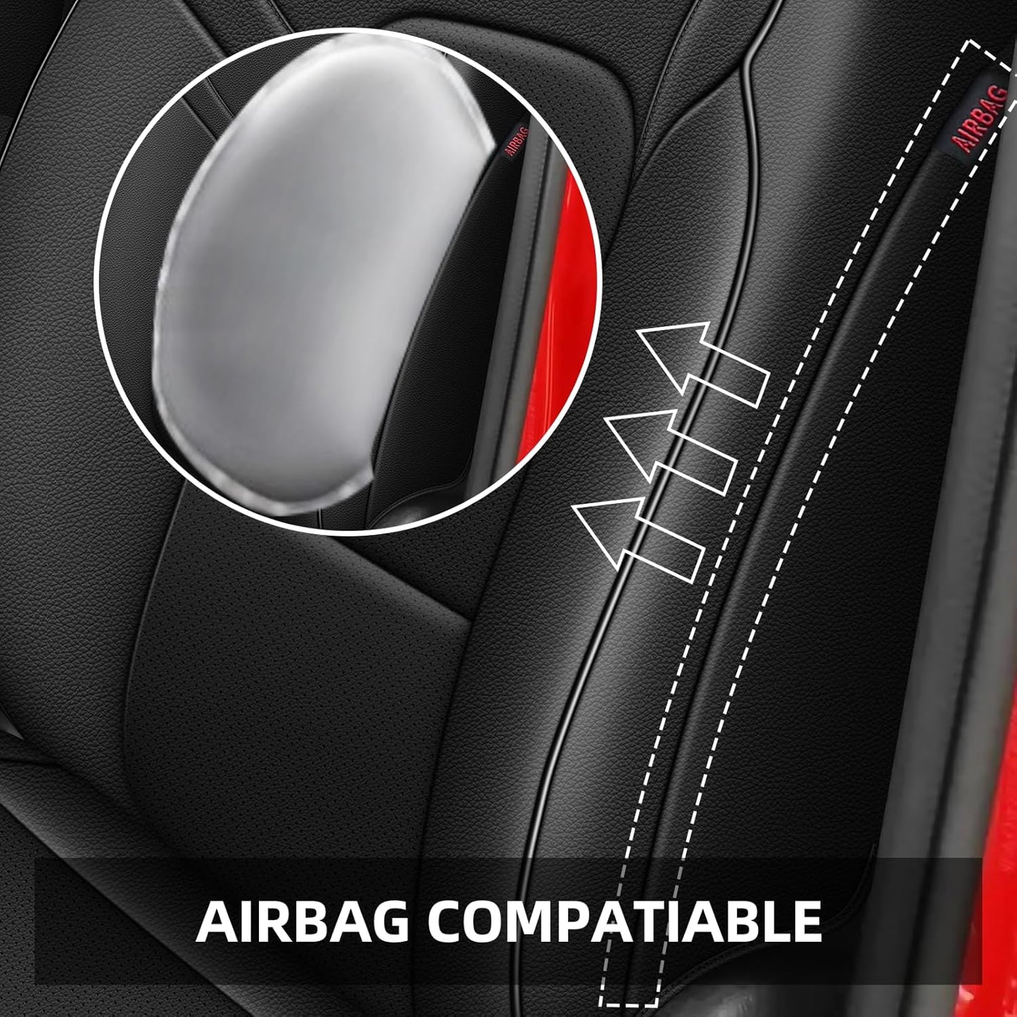 AOMSAZTO Custom Fit Seat Covers for Ram 2500 (2019-2025) Premium Faux Leather Car Seat Covers Full Set Black Waterproof Protection