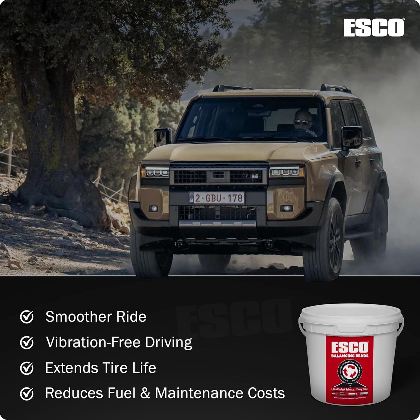 ESCO Tire Balance Beads – 17.6 lb Bulk Bucket (Model 20466C) | Reusable Ceramic Balancing Beads for Truck, RV, Motorcycle, Trailer & Car Tires | Reduces Vibration & Improves Tire Life