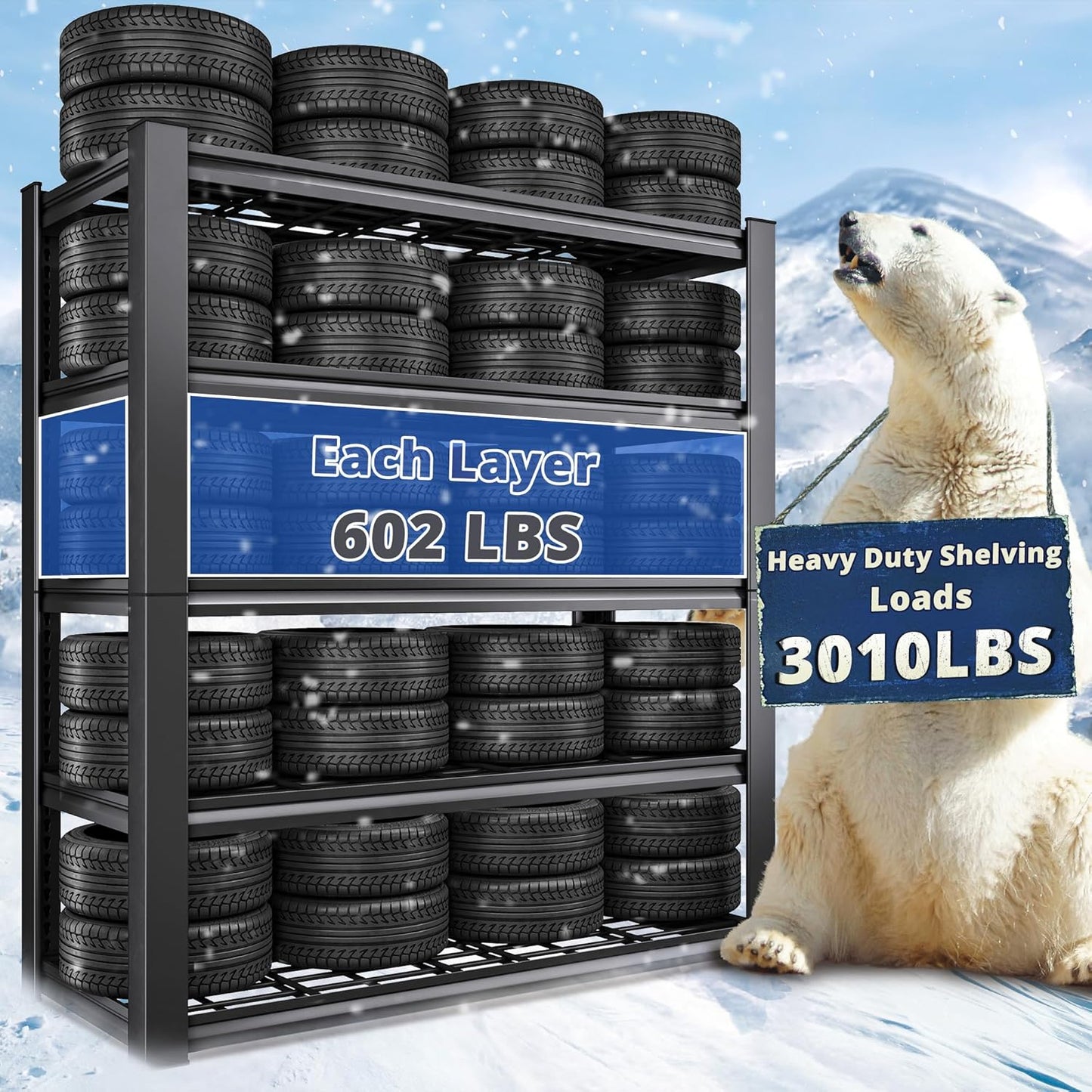 REIBII 3010LBS Storage Shelves 72" H Garage Shelving Heavy Duty Metal Shelving 5 Tier Adjustable Metal Shelves for Storage for Pantry Kitchen Basement 72" H x 35.5" W x 16" D, 3 Pack