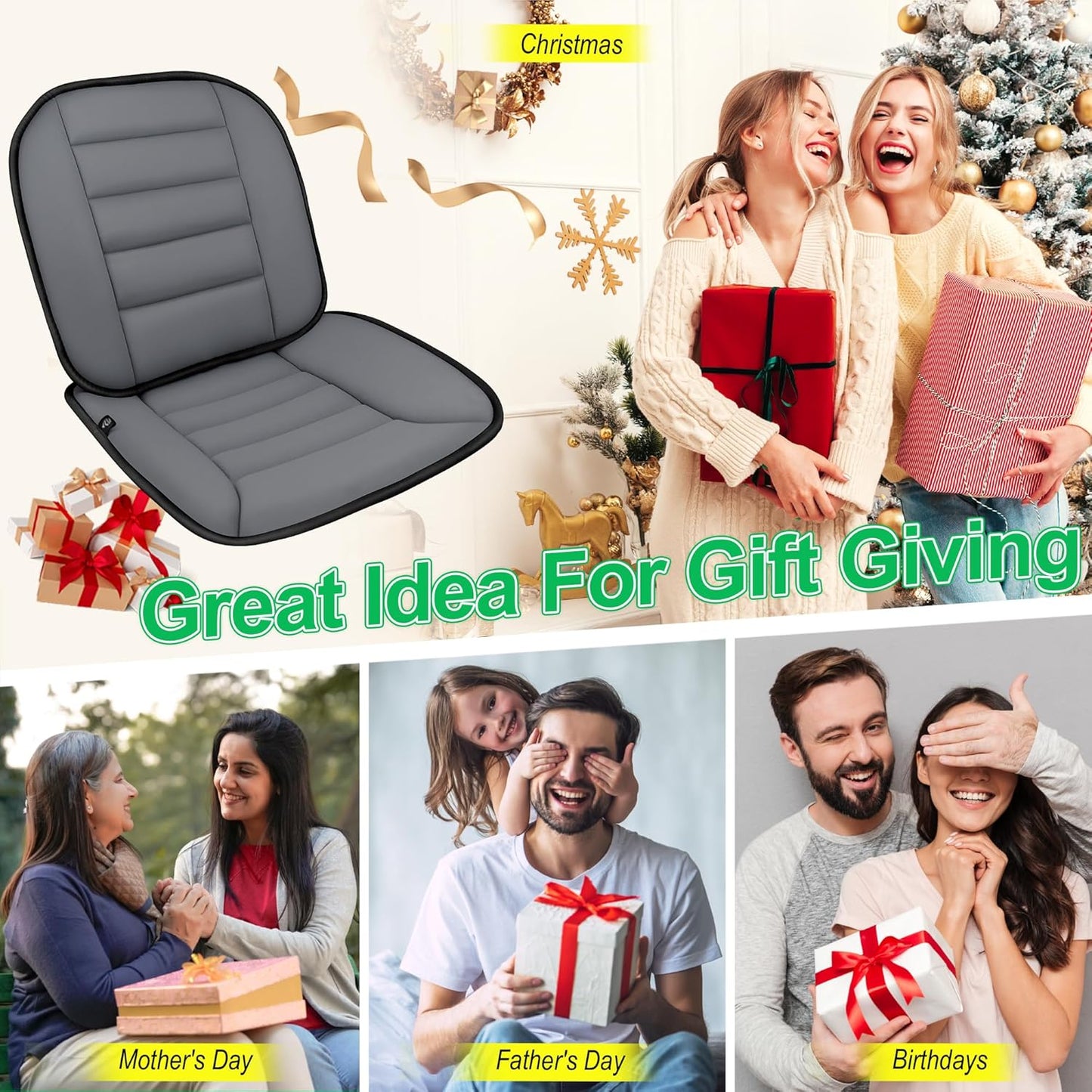 kingphenix Car Seat Cushion with Lumbar Support Pillow: Enhanced Comfort Memory Foam Design for Pain Relief, Ideal for Drivers and Office Use - Ergonomic Lumbar Comfort for Long Sitting - Dark Grey