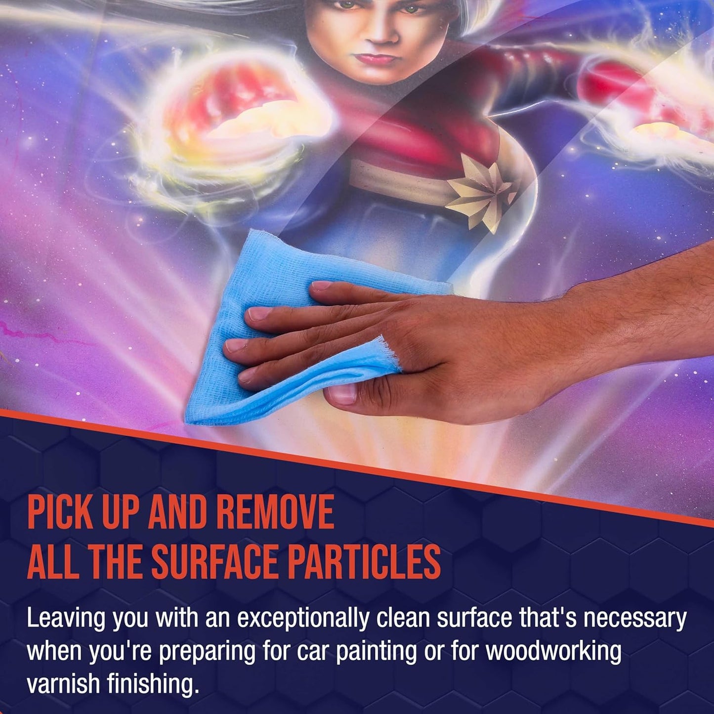 TCP Global - Pure Blue Superior Tack Cloths - Tack Rags (Box of 36) - Automotive Car Painters Professional Grade - Removes Dust, Sanding Particles, Cleans Surfaces - Wax and Silicone Free, Anti-Static