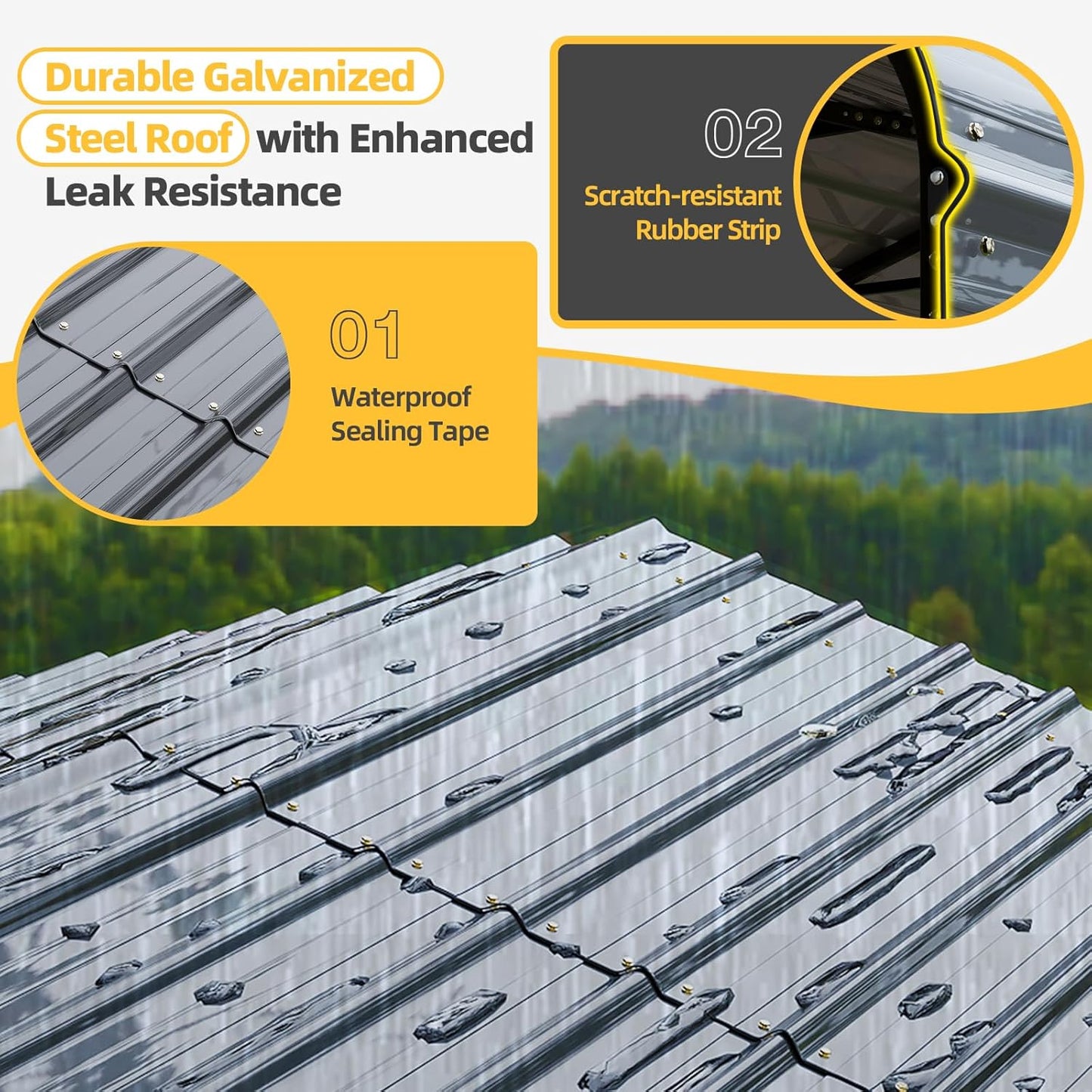 EROMMY 14x30 FT RV Carport, Heavy Duty Car-Port with Reinforced Metal Frame, Weather-Resistant Galvanized Steel Roof Shelters, Outdoor Car-Shed for RV, 2 Vehicles, Truck, Boat and SUV, Gray