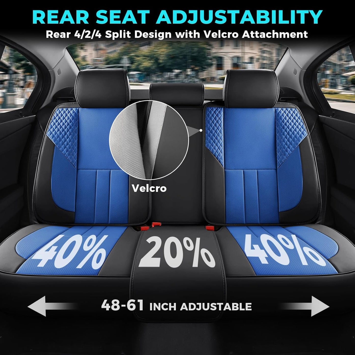 Car Seat Covers Full Set - Universal Seat Covers for Cars SUV Truck – Faux Leather Automotive Seat Covers, Breathable & Waterproof Front and Rear Seat Protectors, Fit for Most Cars-BlackBlue