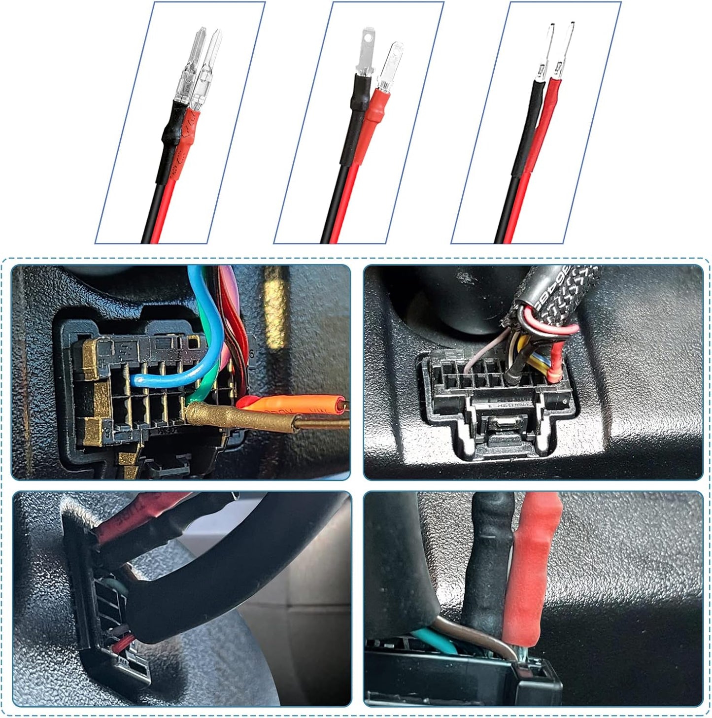 Radar Detector Hardwire Power Cord, Rearview Mirror Plug Cable, with Inline Fuse Holder,Suitable for Escort Beltronics Valentine One Cobra Whistler Radar Detector,3-Piece Set,17.7'' (RJ11)