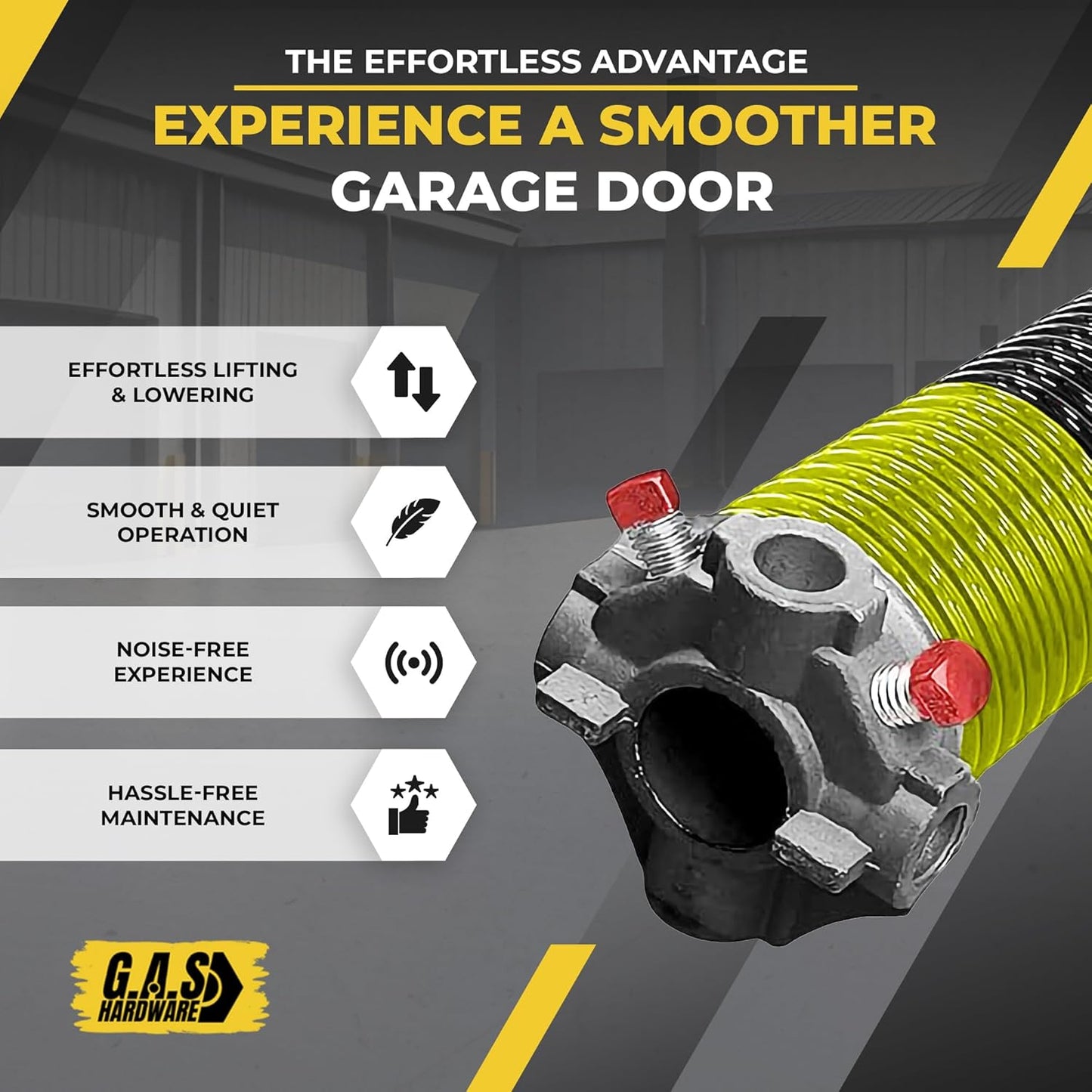 Garage Door Torsion Spring 207x1.75x31 Includes 1” Steel Bearing, Gloves, Manual, and Winding Bars for Right Side of Garage Door Precision E-Coating 5-Year Warranty Min. 30,000 Cycles (Black Cone)