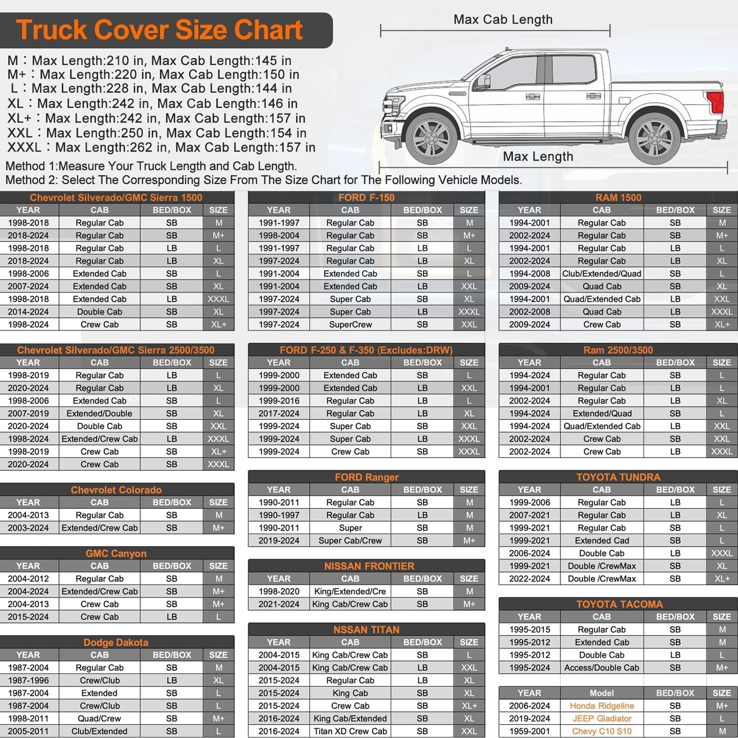 Kayme Full Size Truck Cover Waterproof All Weather, Heavy Duty Outdoor Large Pickup Cover Sun Rain Uv Protection, Universal Fit Ford F250 F350 RAM 2500 3500(Length Up to 262 inch) XXXL.Silver