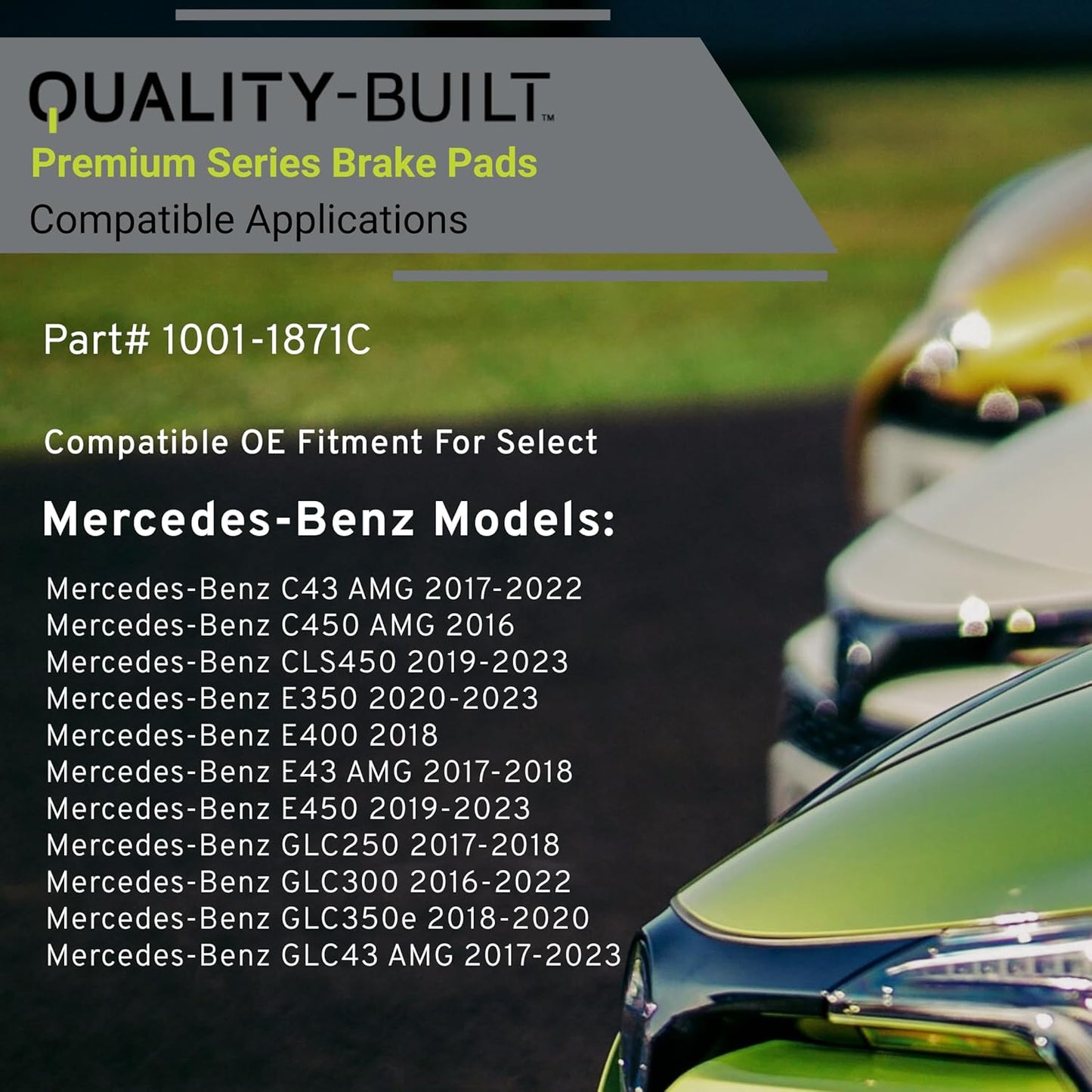 Premium Ceramic Front Brake Pads (1001-1871C) Compatible with 2016-2023 Mercedes-Benz (C43 AMG/C450 AMG/CLS450/E350/E400/E43 AMG/E450/GLC250/GLC300/GLC350e/GLC43 AMG)