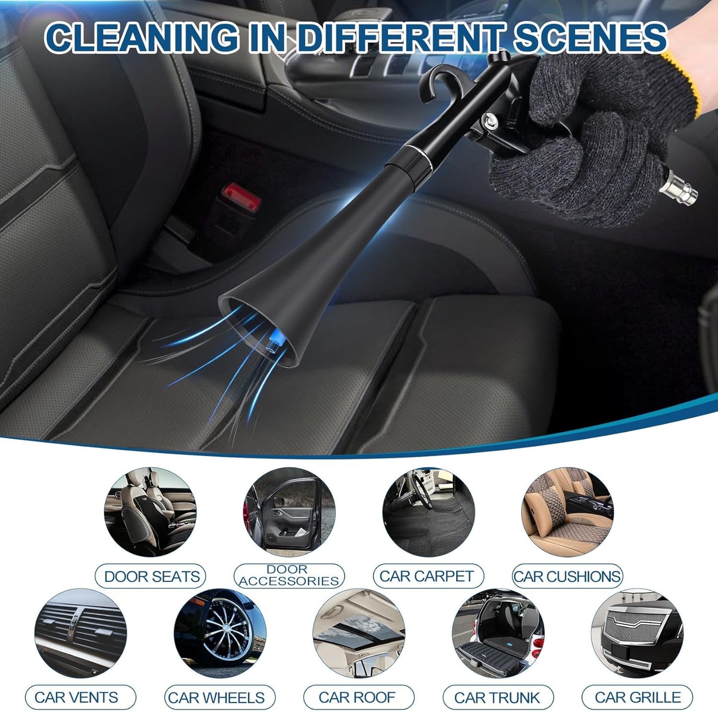 Car Cleaning Gun Detailing Interior Dryer Air Blow Gun, High Pressure Blower Gun, Car Detailing Kit Interior Cleaner, Car Detailing Tools for Car Quickly Blasts Dirt and Dust Works with Air