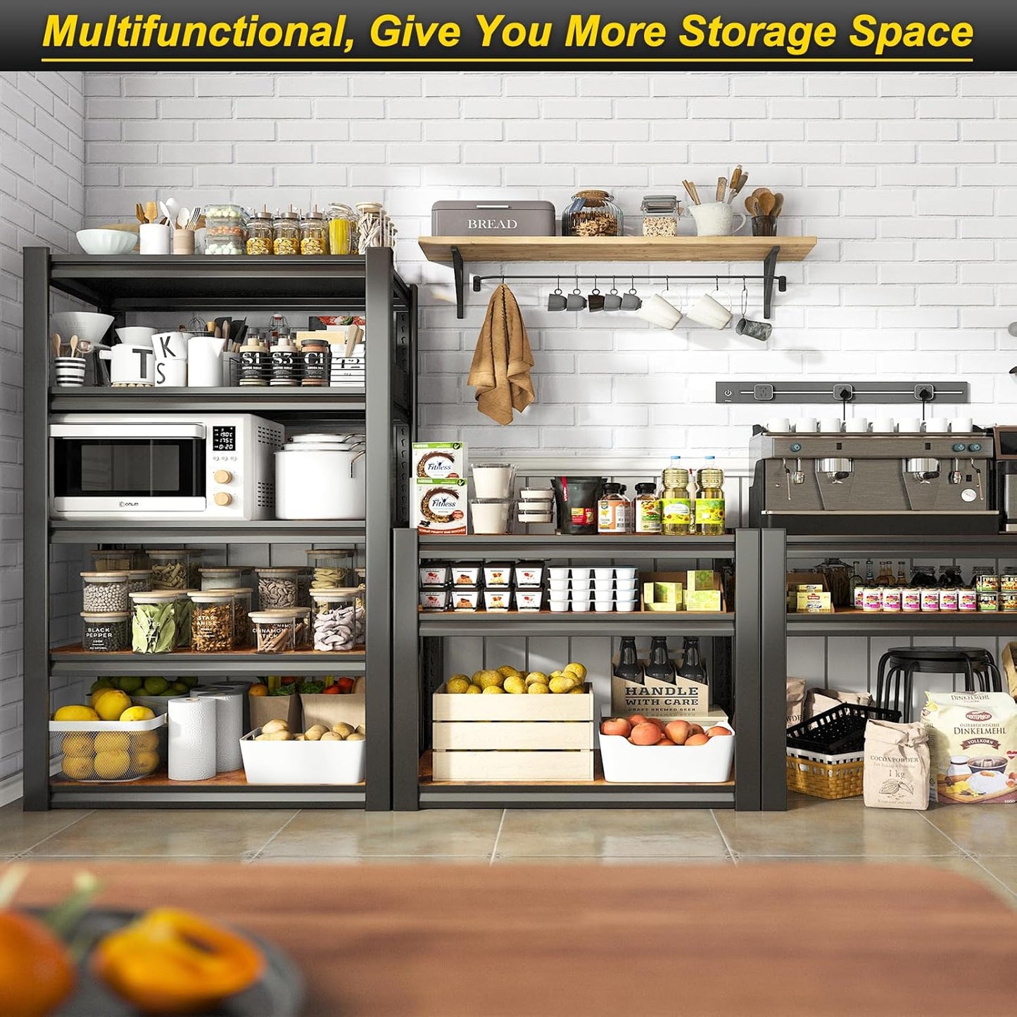REIBII Storage Shelves 2500LBS Metal Shelving Adjustable Garage Shelving 5 Tier Garage Storage Shelves for Closet Kitchen Pantry 24.4''W X 16.4''D X 60''H